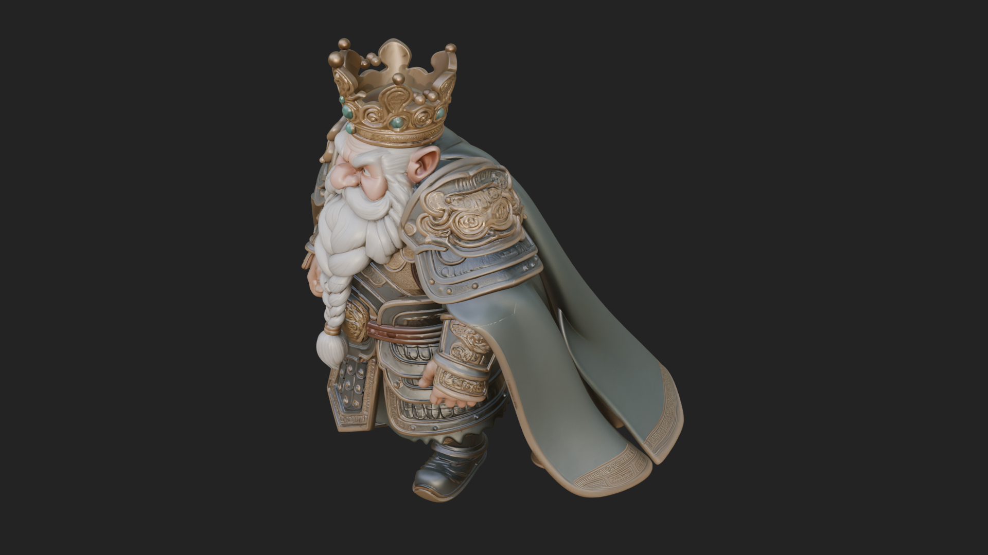 Crowned Dwarf King Statue Design 3 3D Print Model 3D Model