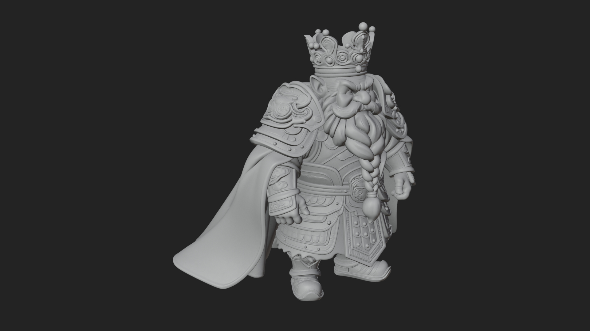 Crowned Dwarf King Statue Design 3 3D Print Model 3D Model