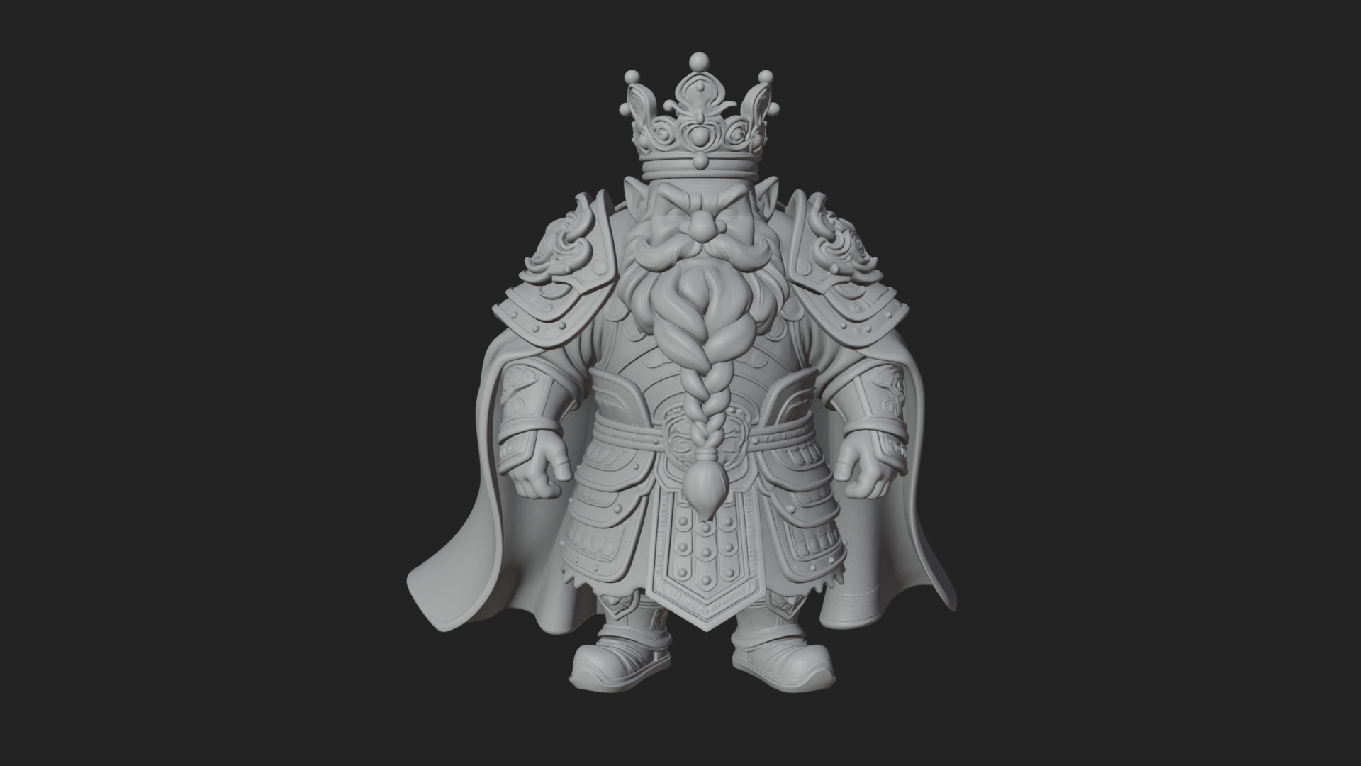 Crowned Dwarf King Statue Design 3 3D Print Model 3D Model