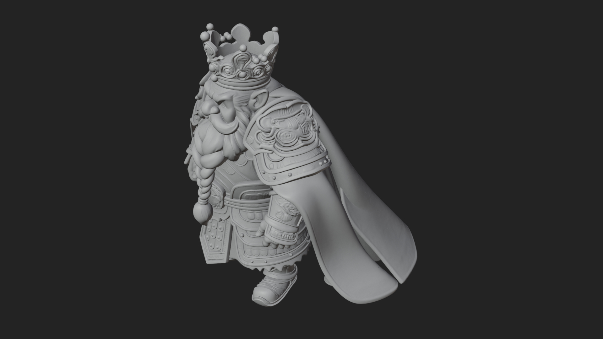 Crowned Dwarf King Statue Design 3 3D Print Model 3D Model