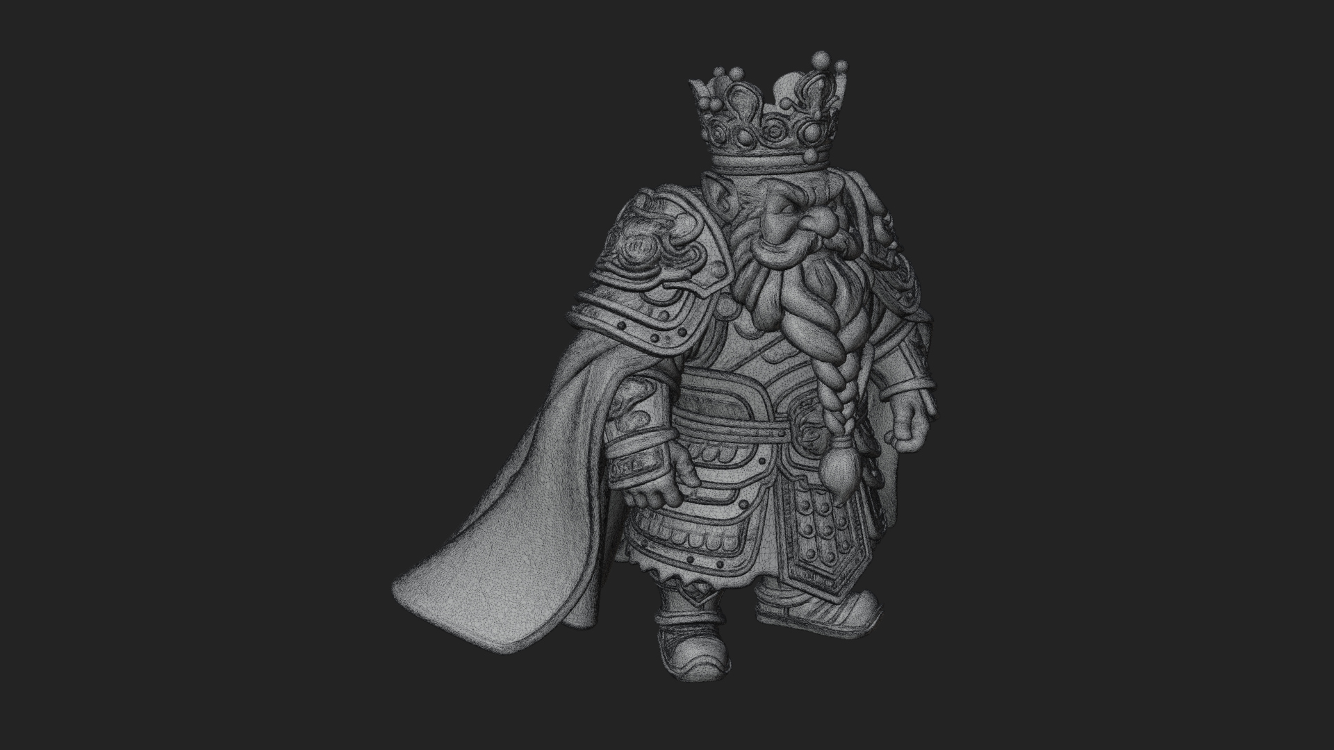 Crowned Dwarf King Statue Design 3 3D Print Model 3D Model