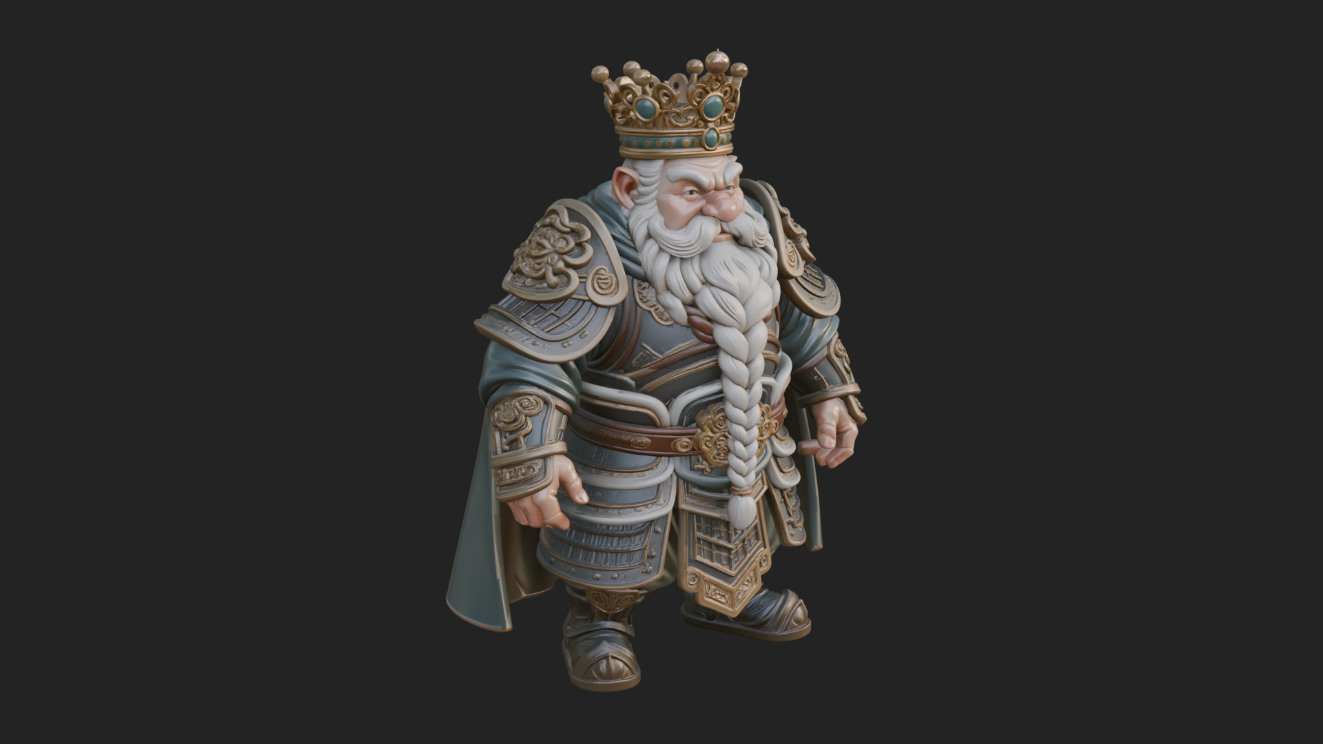 Crowned Dwarf King Statue Design 4 3d Print Model 3D Model