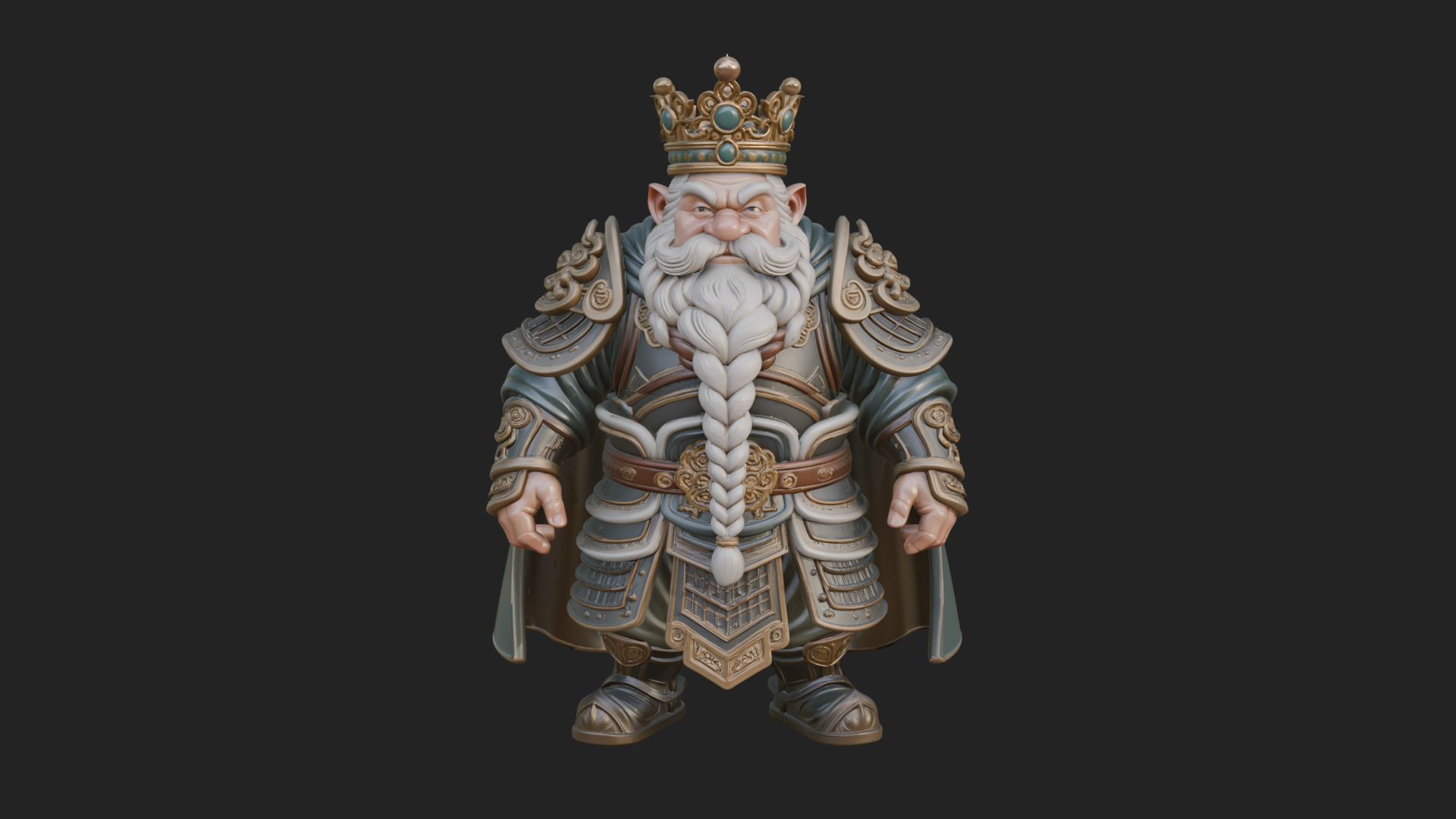 Crowned Dwarf King Statue Design 4 3d Print Model 3D Model