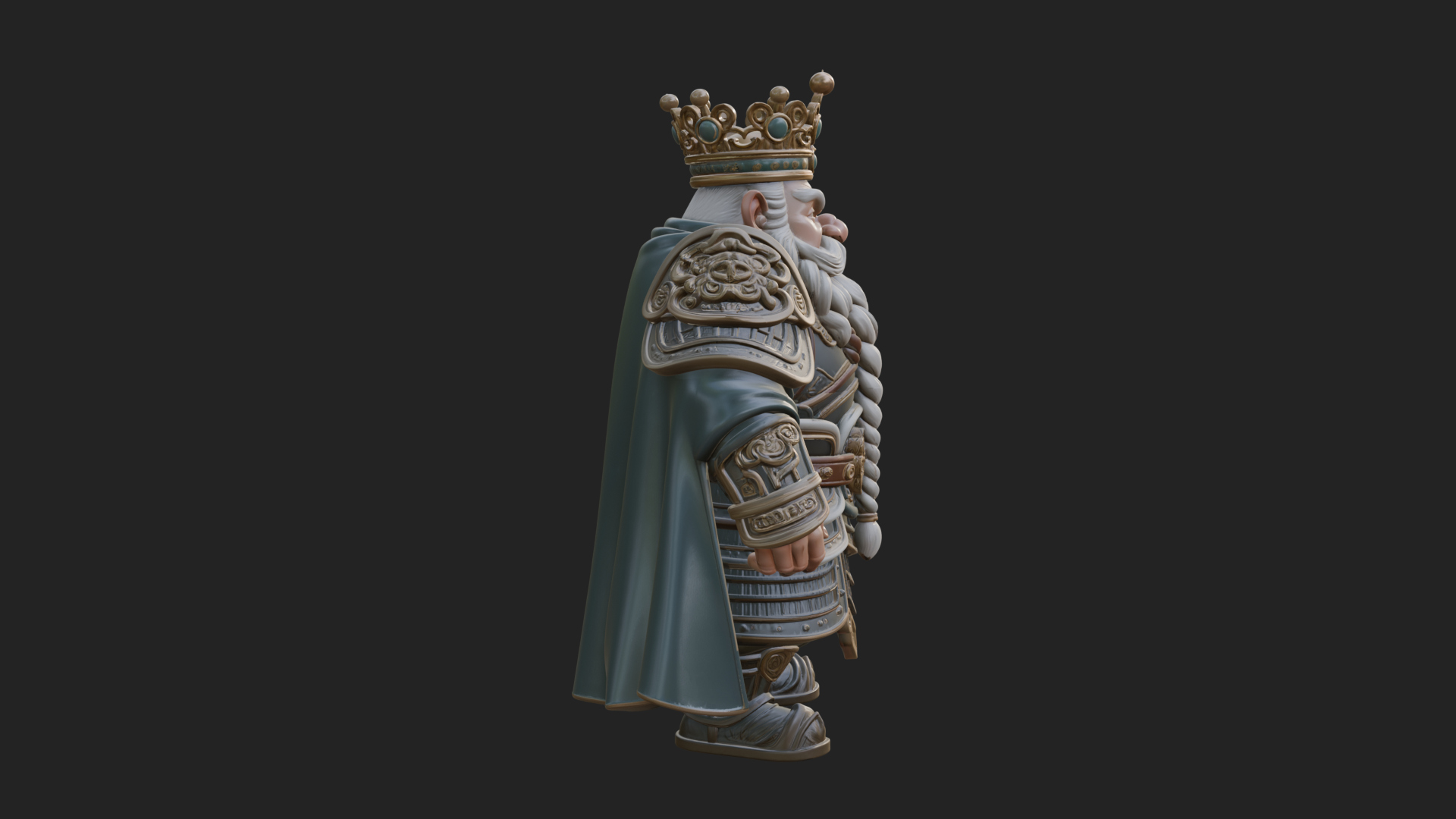 Crowned Dwarf King Statue Design 4 3d Print Model 3D Model