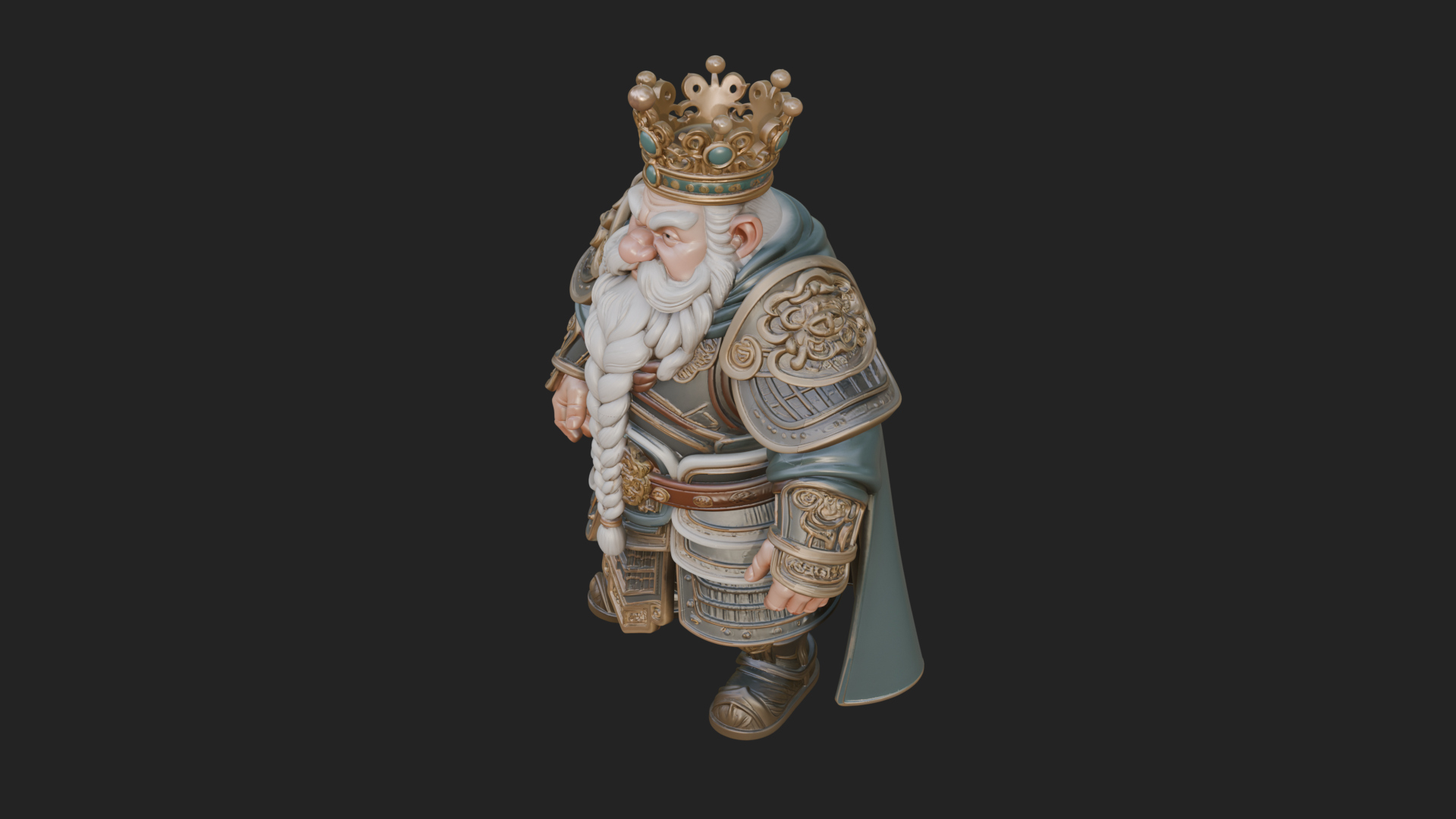 Crowned Dwarf King Statue Design 4 3d Print Model 3D Model