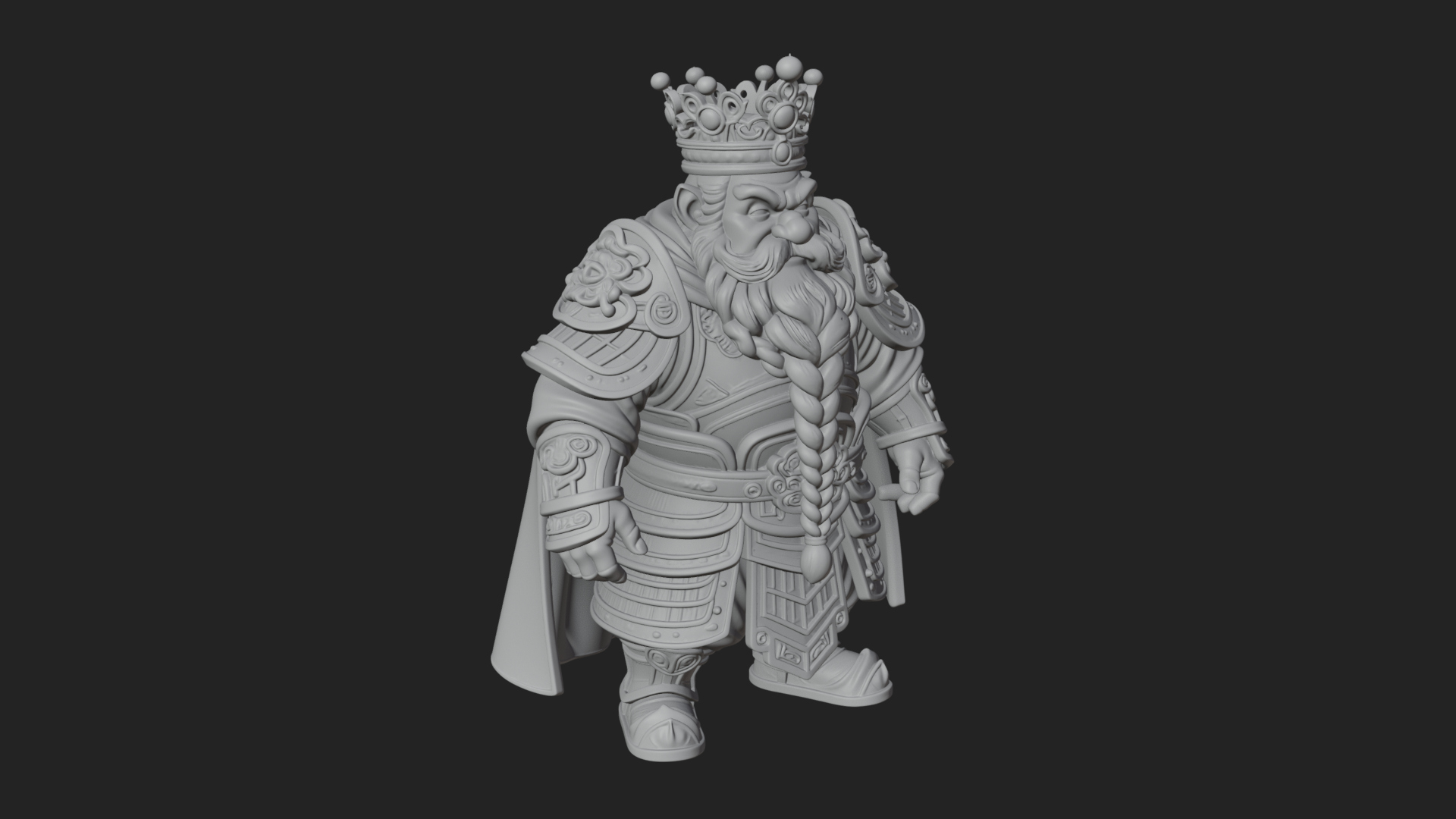 Crowned Dwarf King Statue Design 4 3d Print Model 3D Model