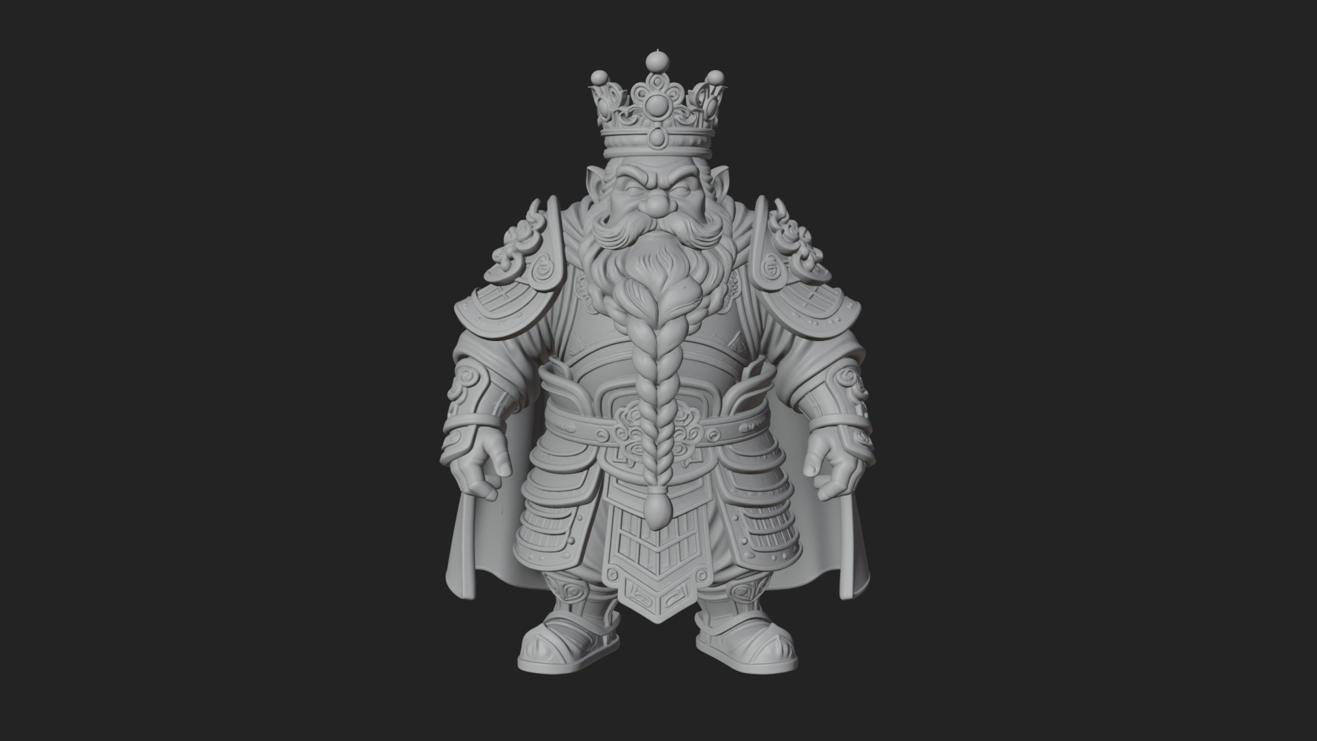 Crowned Dwarf King Statue Design 4 3d Print Model 3D Model