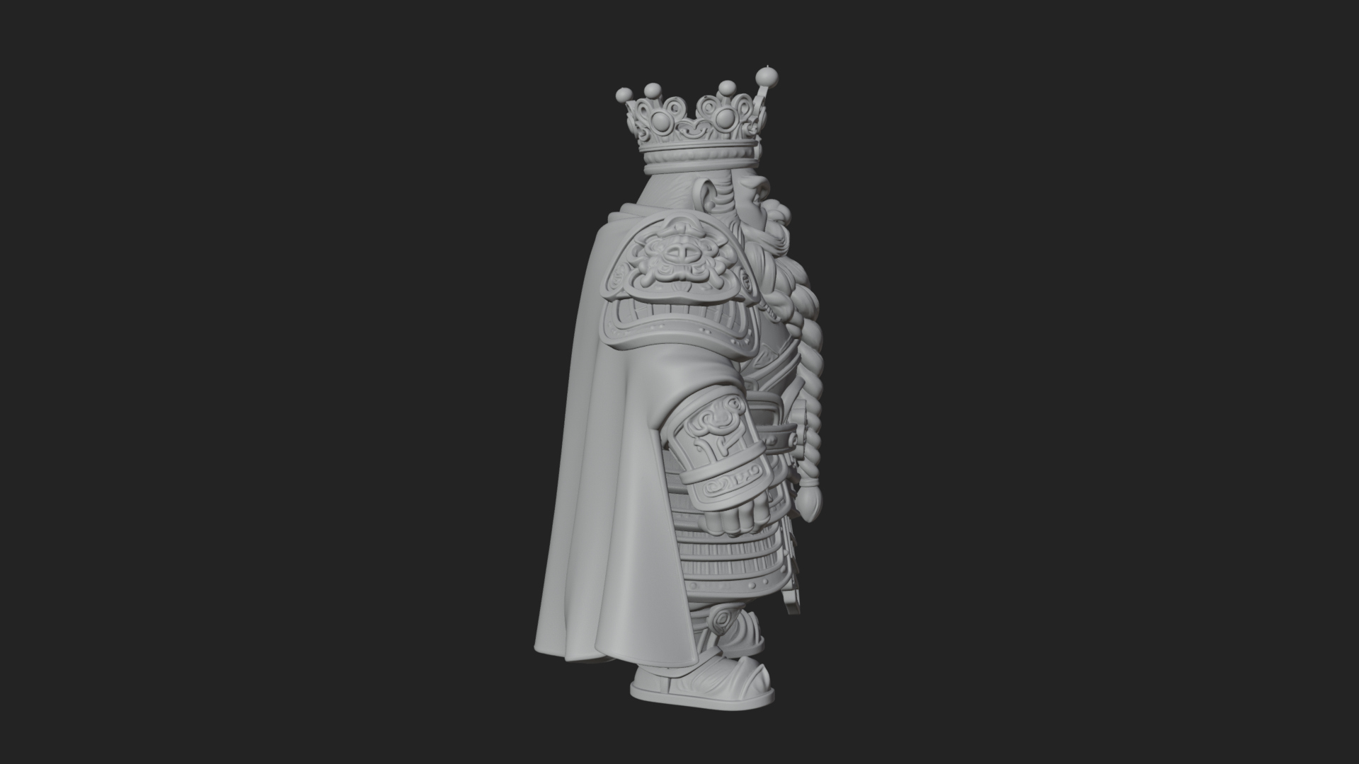 Crowned Dwarf King Statue Design 4 3d Print Model 3D Model