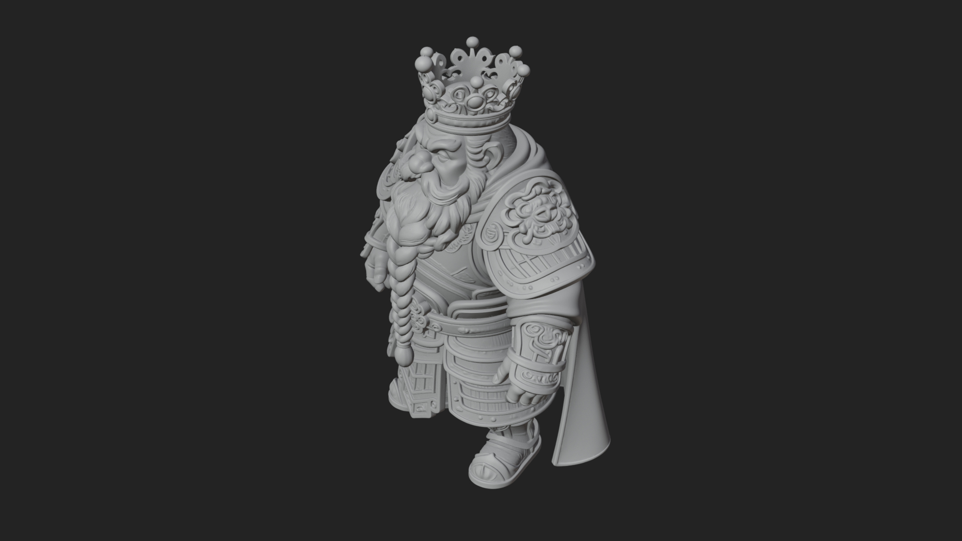 Crowned Dwarf King Statue Design 4 3d Print Model 3D Model