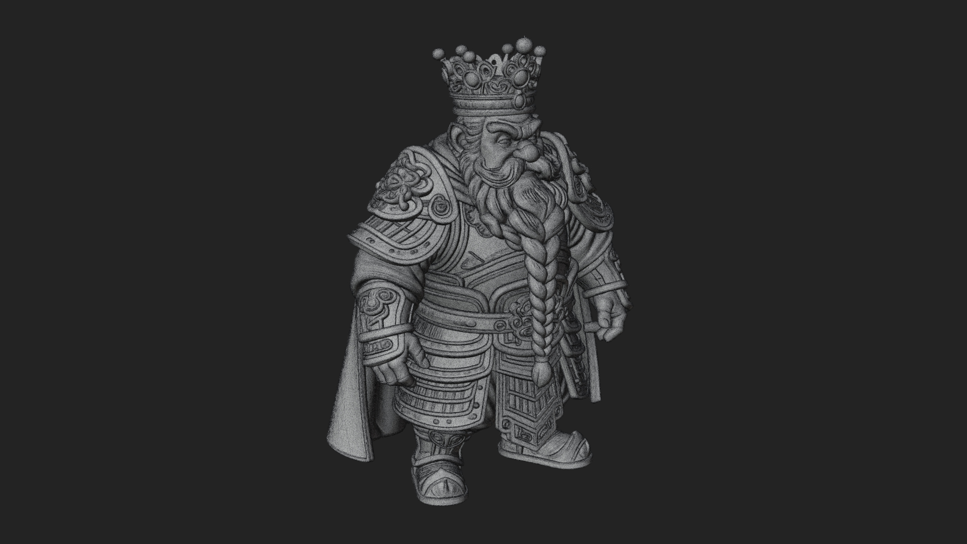 Crowned Dwarf King Statue Design 4 3d Print Model 3D Model