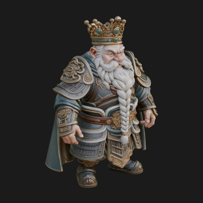 Crowned Dwarf King Statue Design 4 3d Print Model