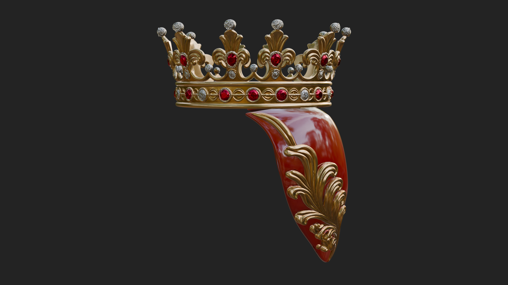 Crowned Filigree Heart Ornament Design 6 3D Print Model 3D Model