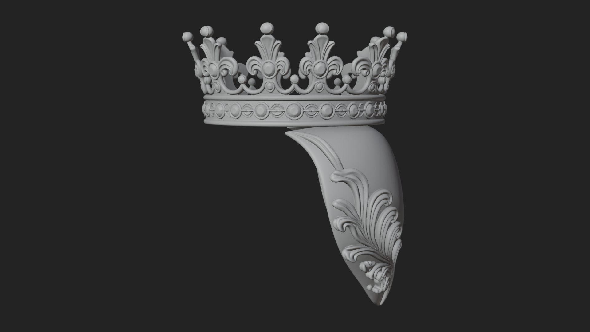 Crowned Filigree Heart Ornament Design 6 3D Print Model 3D Model