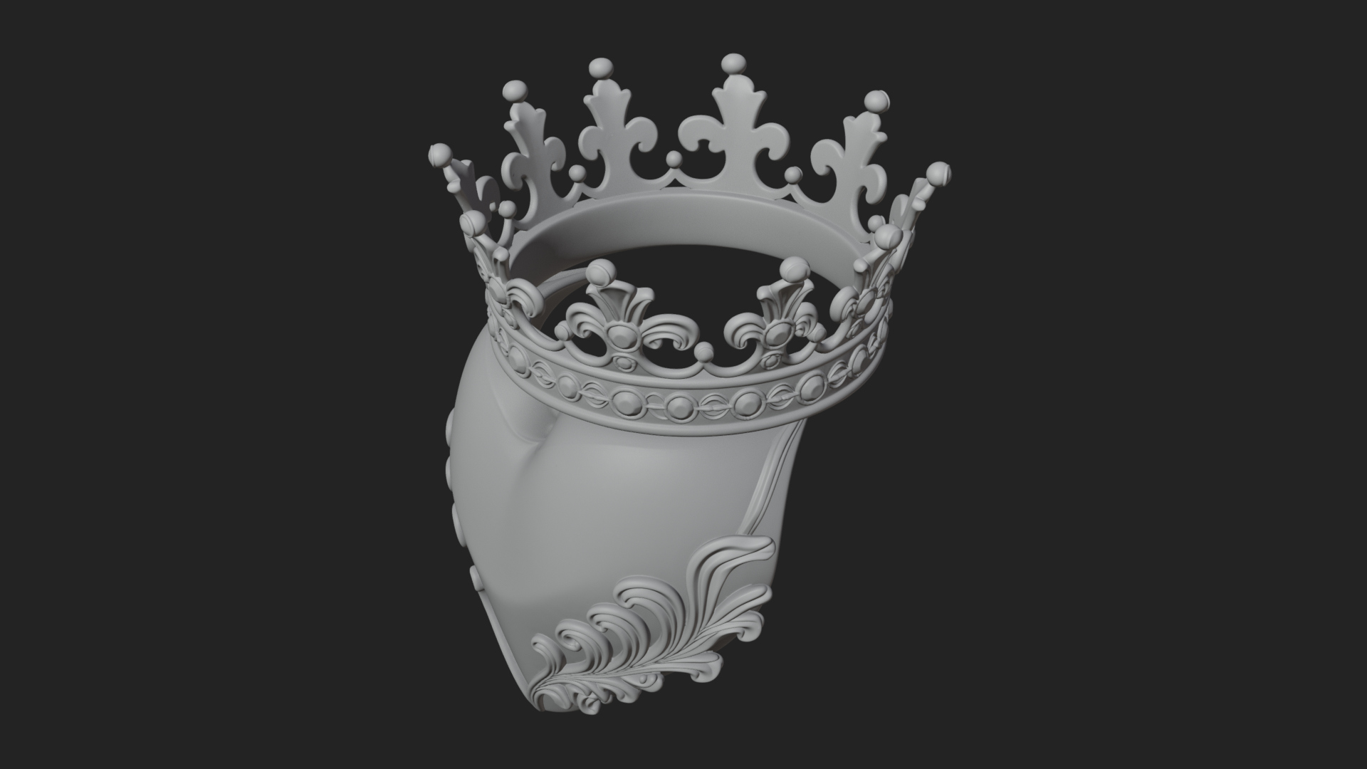 Crowned Filigree Heart Ornament Design 6 3D Print Model 3D Model
