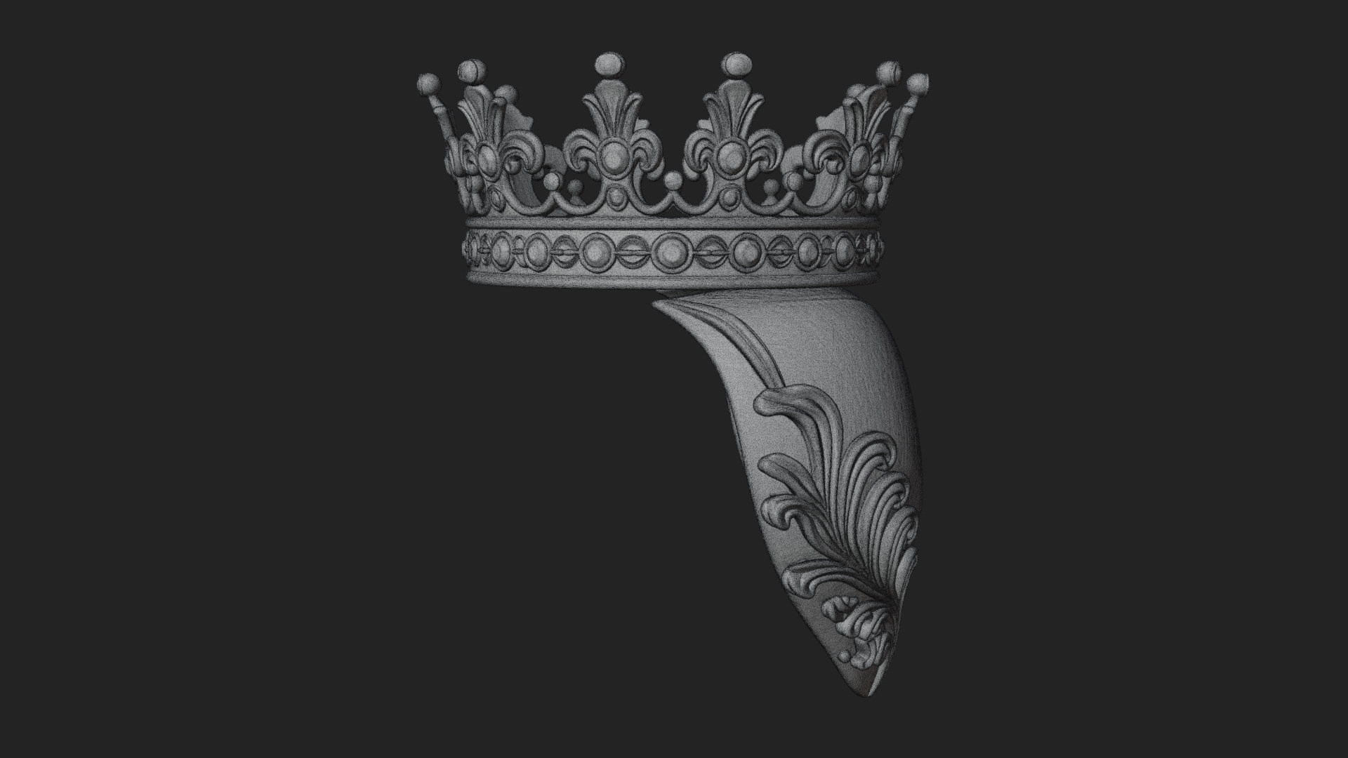 Crowned Filigree Heart Ornament Design 6 3D Print Model 3D Model