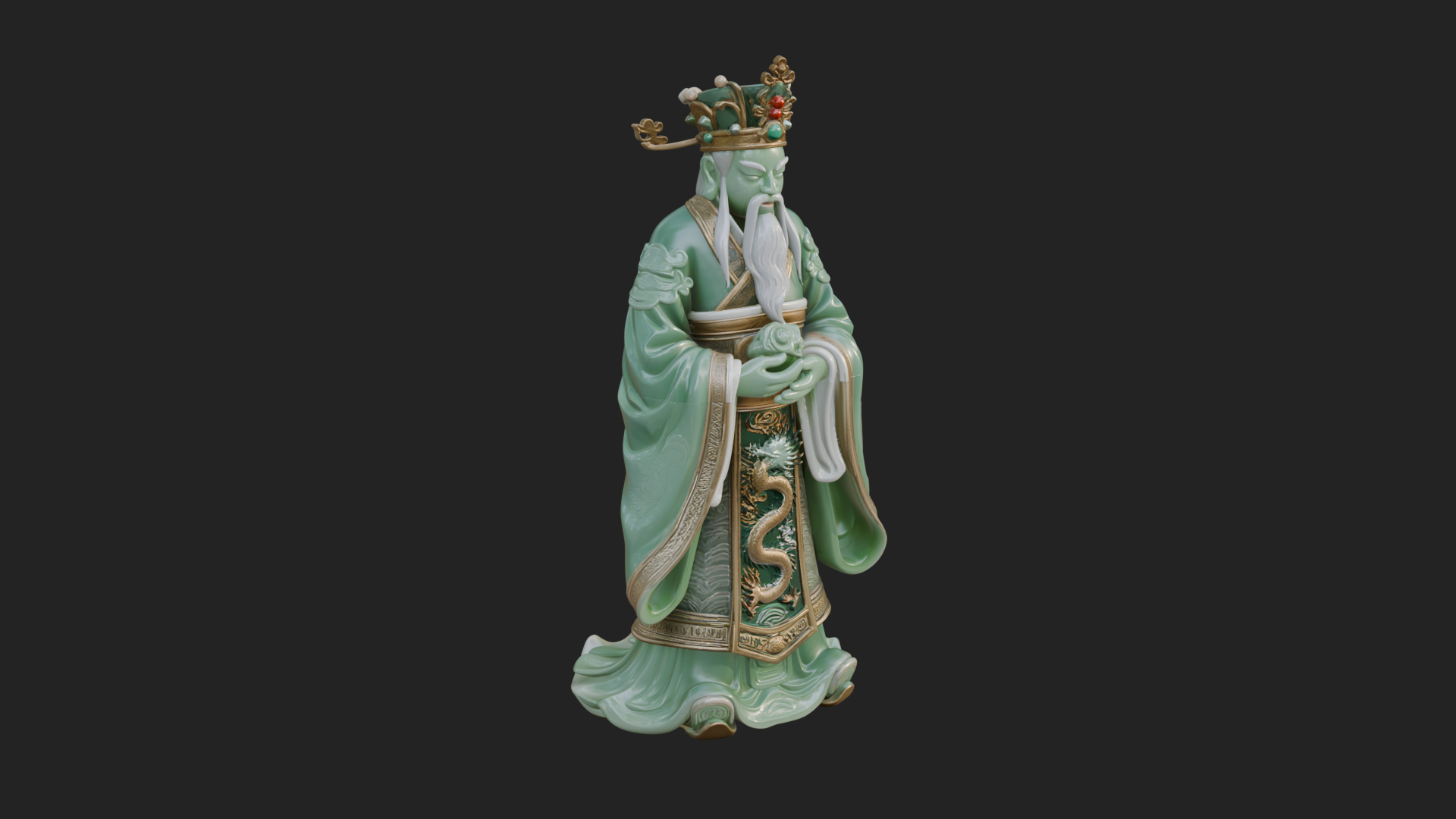 Crowned Jade Deity Statue Design 1 3D Print Model 3D Model