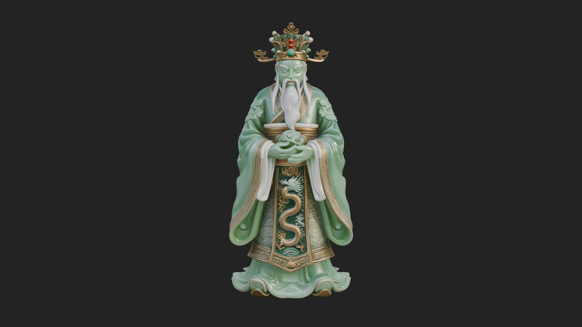 Crowned Jade Deity Statue Design 1 3D Print Model 3D Model
