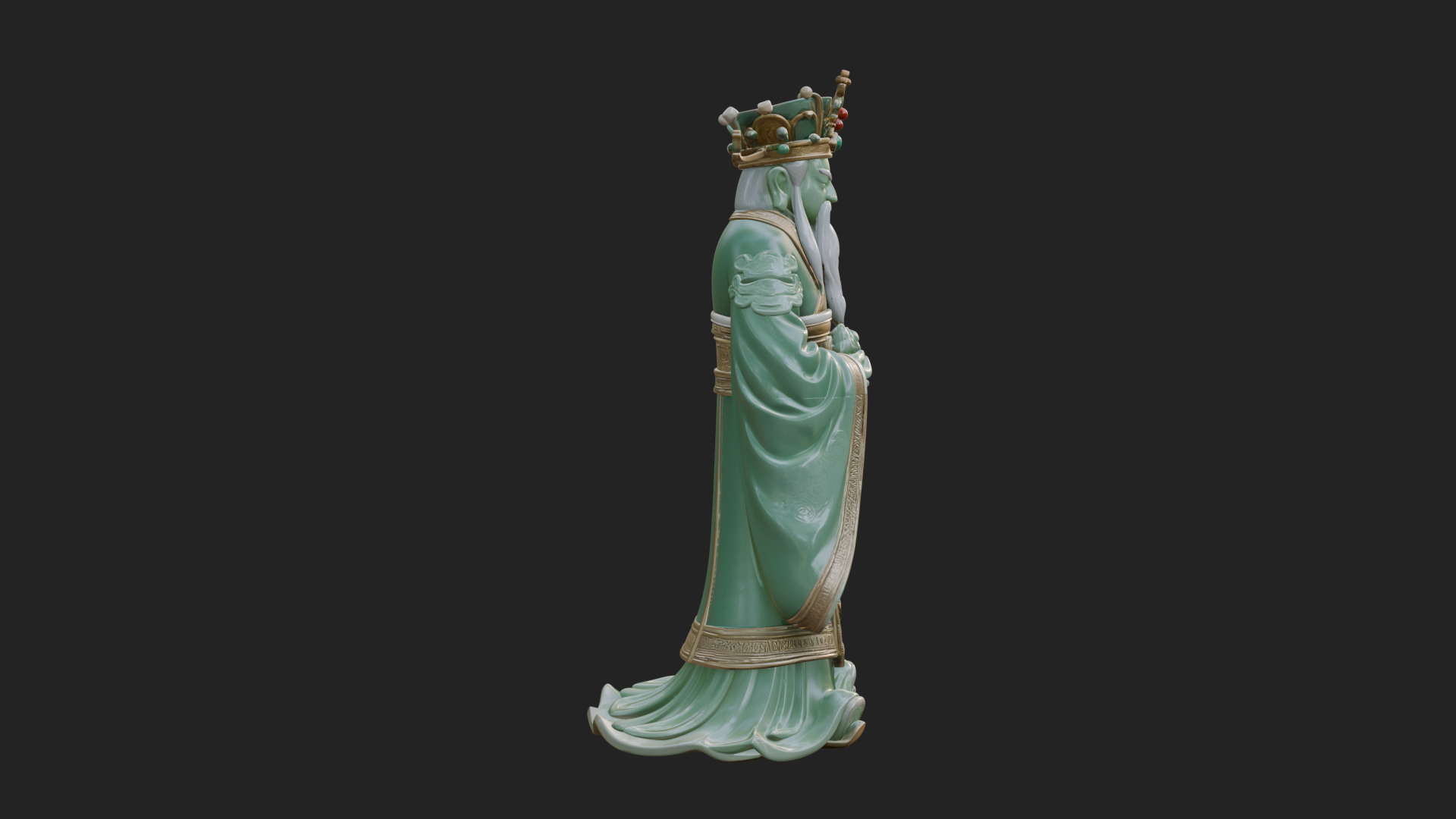 Crowned Jade Deity Statue Design 1 3D Print Model 3D Model
