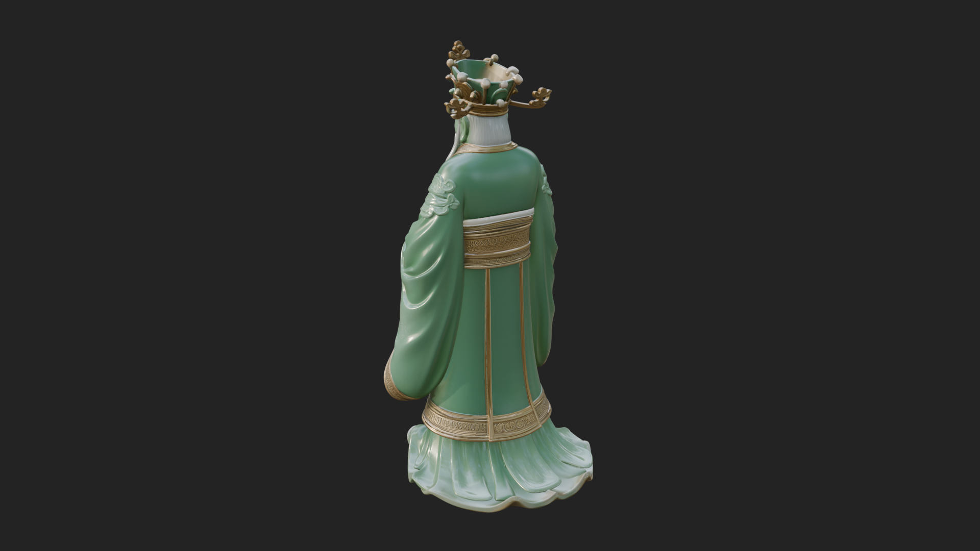 Crowned Jade Deity Statue Design 1 3D Print Model 3D Model