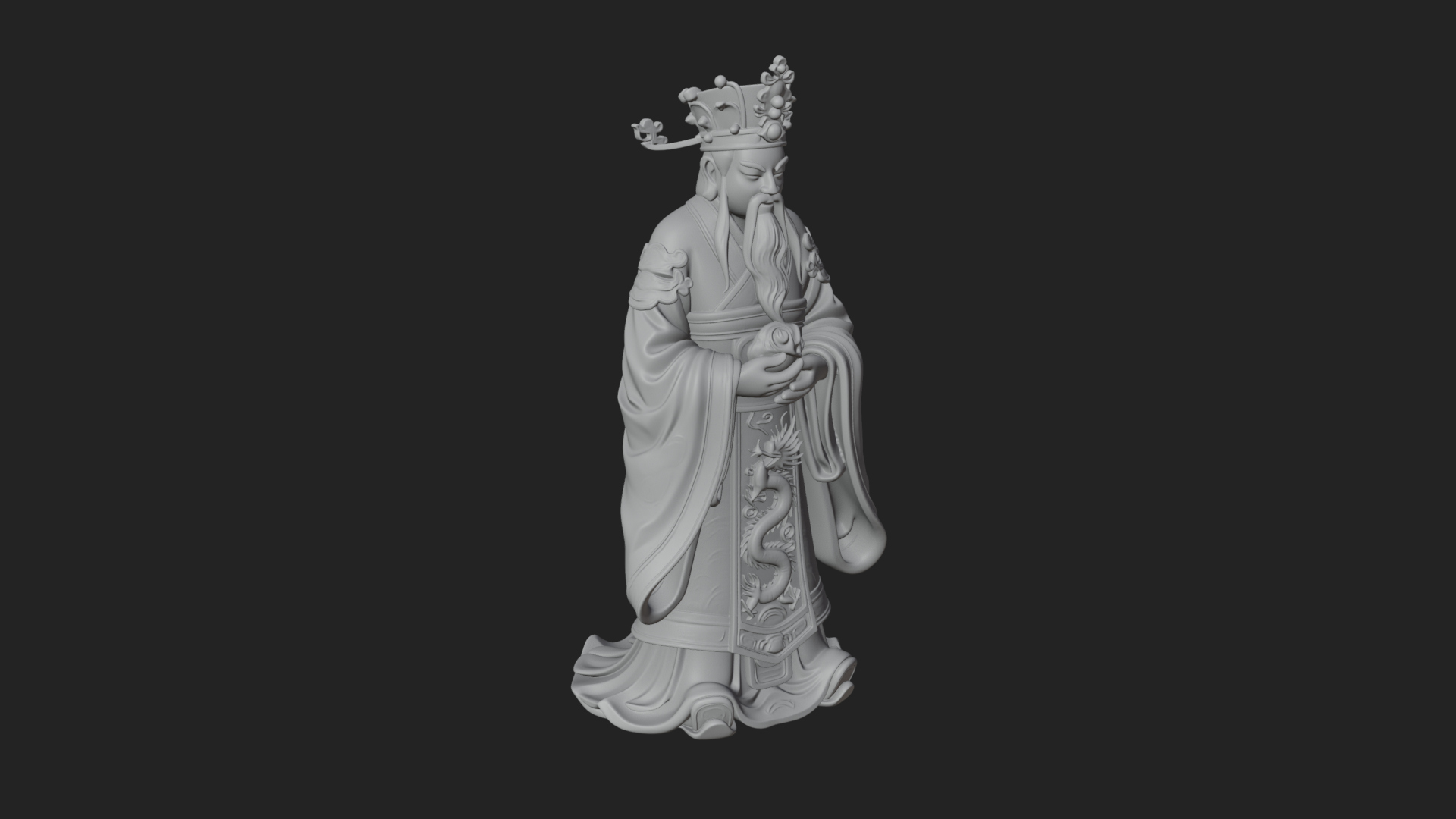 Crowned Jade Deity Statue Design 1 3D Print Model 3D Model