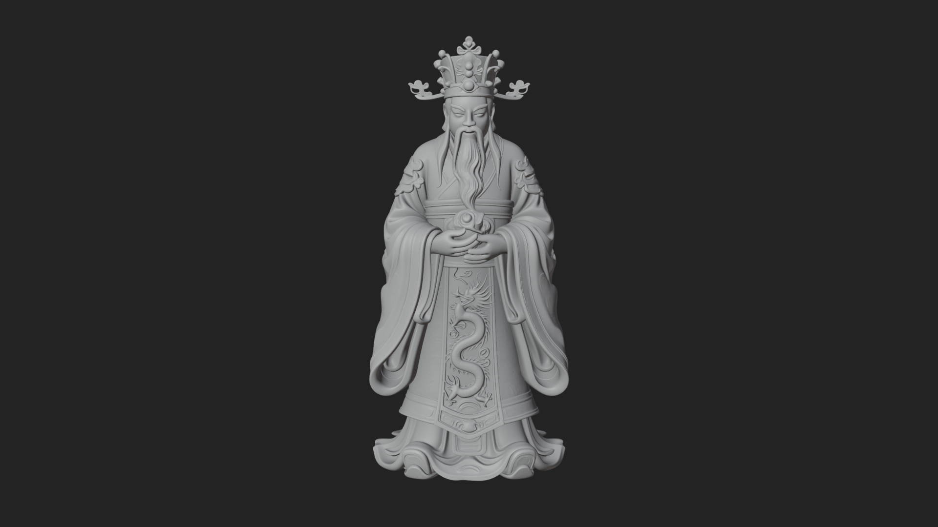 Crowned Jade Deity Statue Design 1 3D Print Model 3D Model