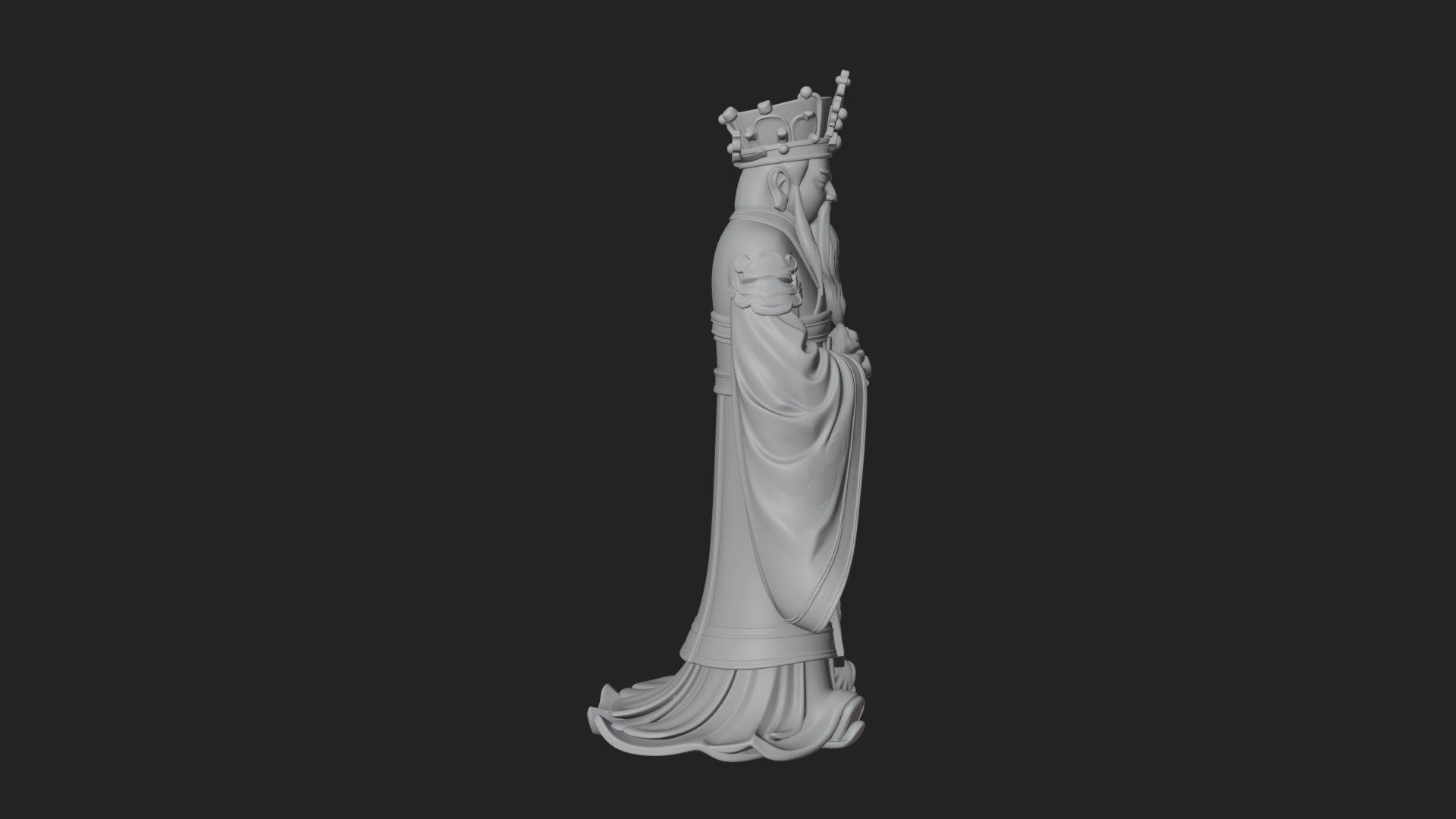 Crowned Jade Deity Statue Design 1 3D Print Model 3D Model