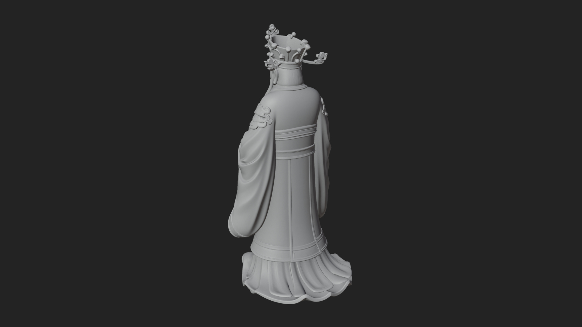 Crowned Jade Deity Statue Design 1 3D Print Model 3D Model