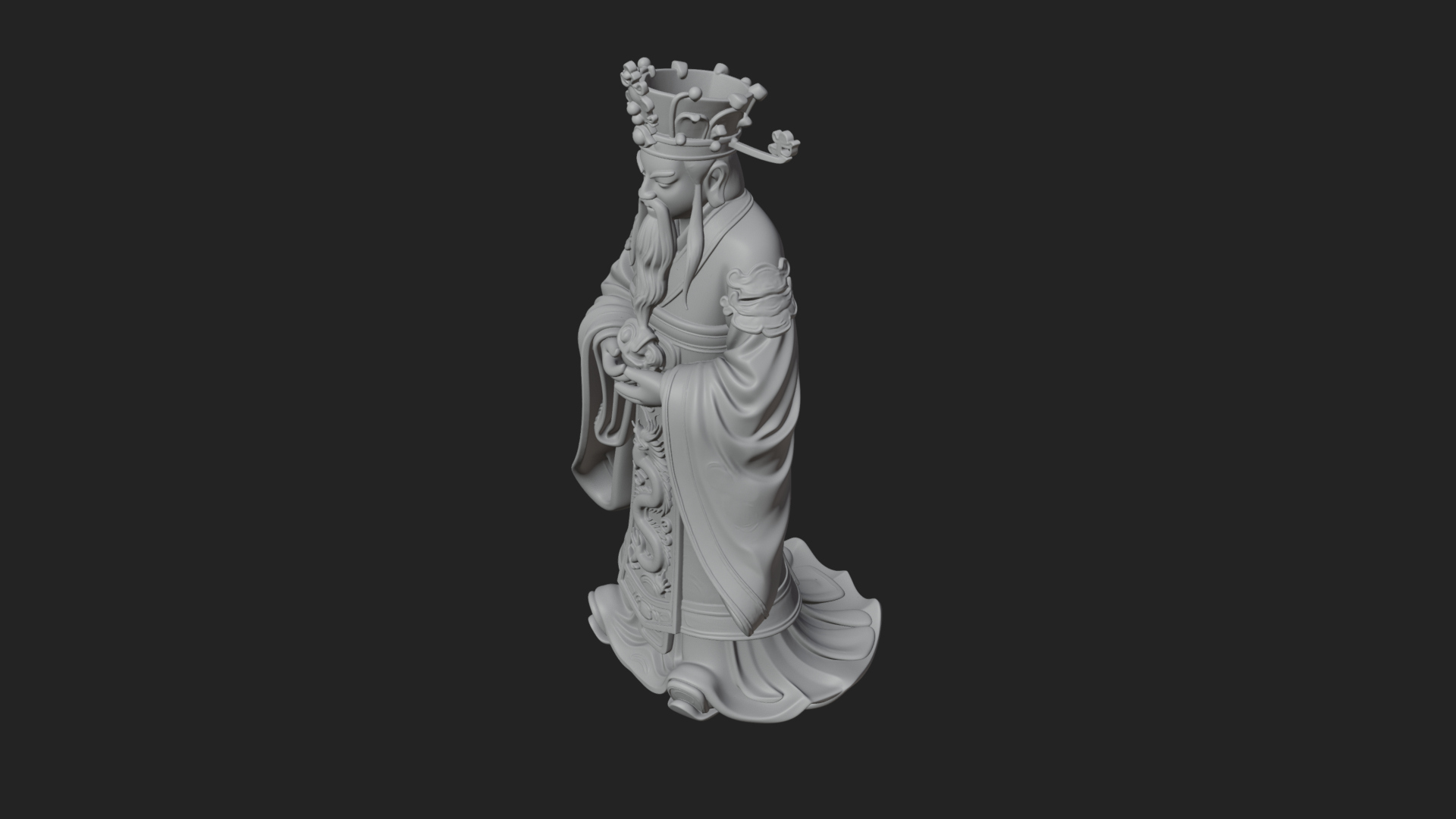 Crowned Jade Deity Statue Design 1 3D Print Model 3D Model