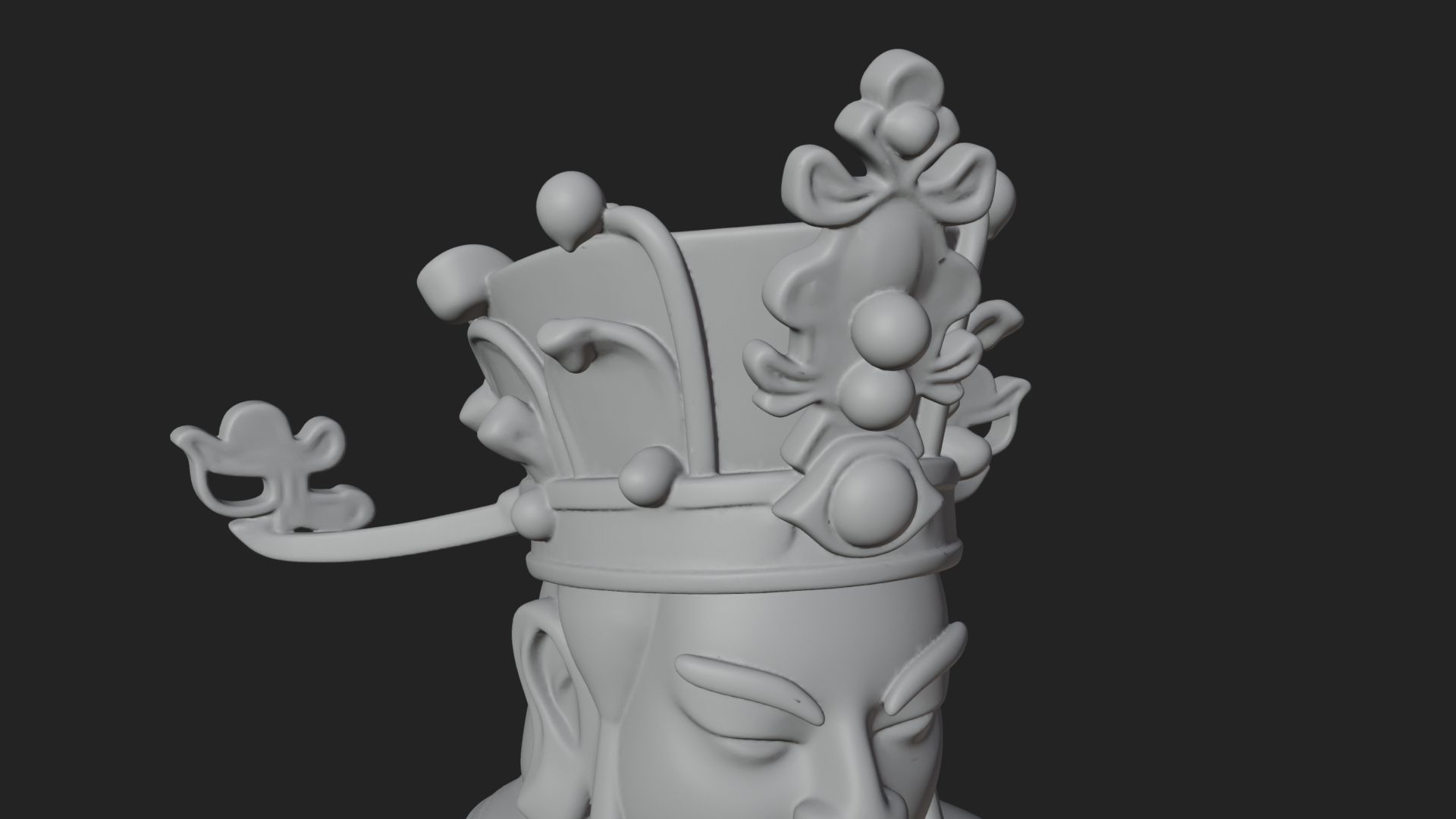 Crowned Jade Deity Statue Design 1 3D Print Model 3D Model