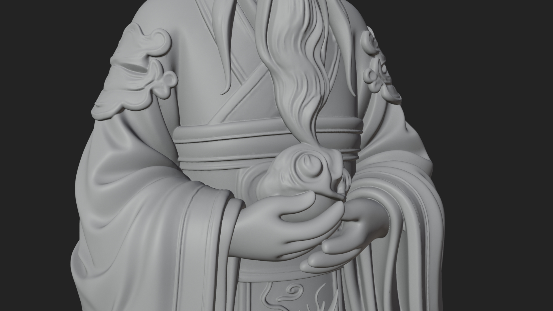 Crowned Jade Deity Statue Design 1 3D Print Model 3D Model