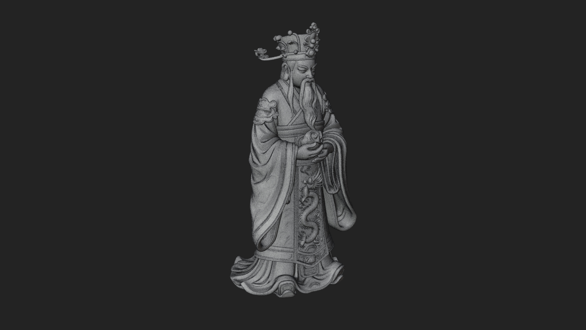 Crowned Jade Deity Statue Design 1 3D Print Model 3D Model