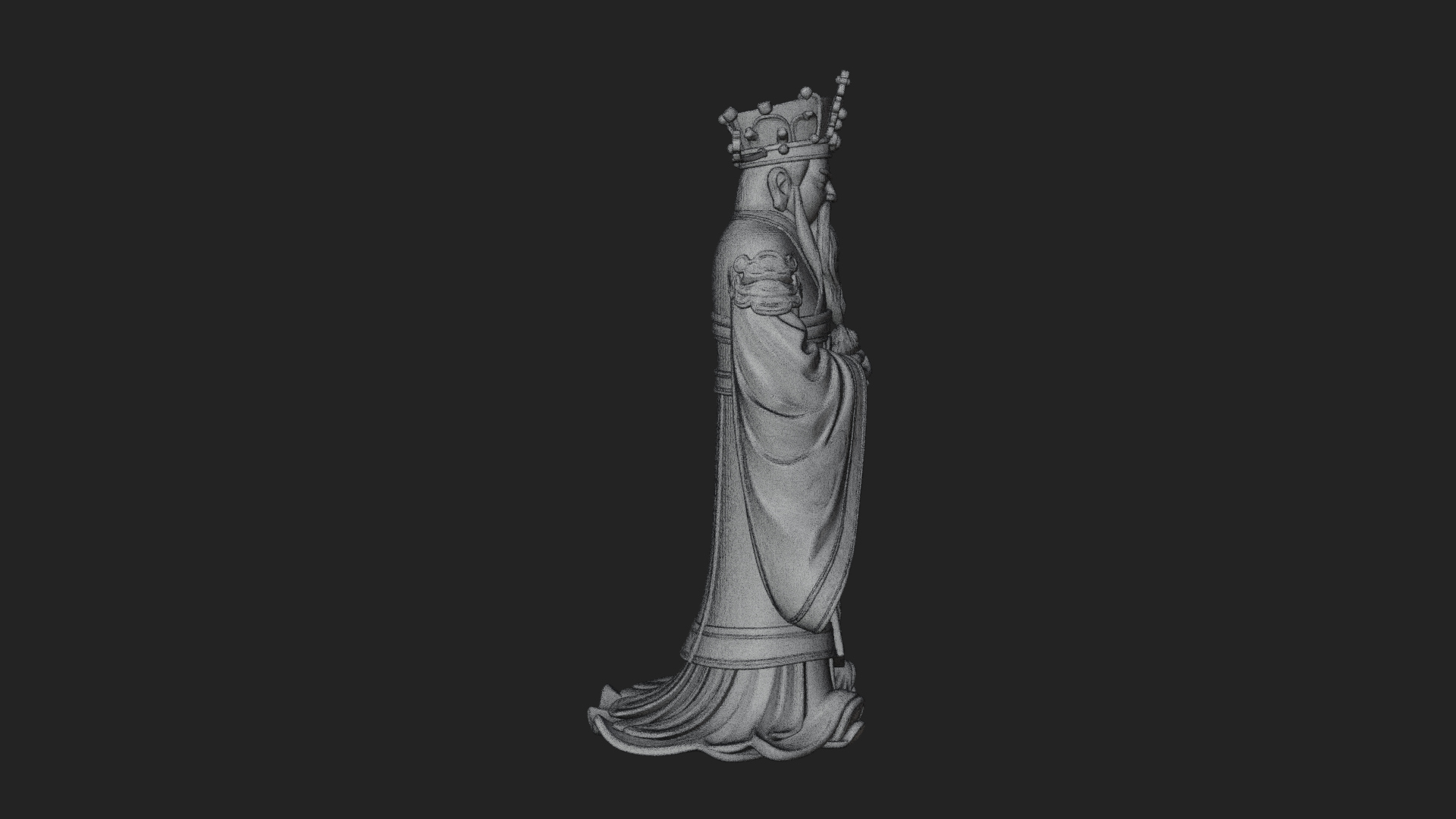 Crowned Jade Deity Statue Design 1 3D Print Model 3D Model