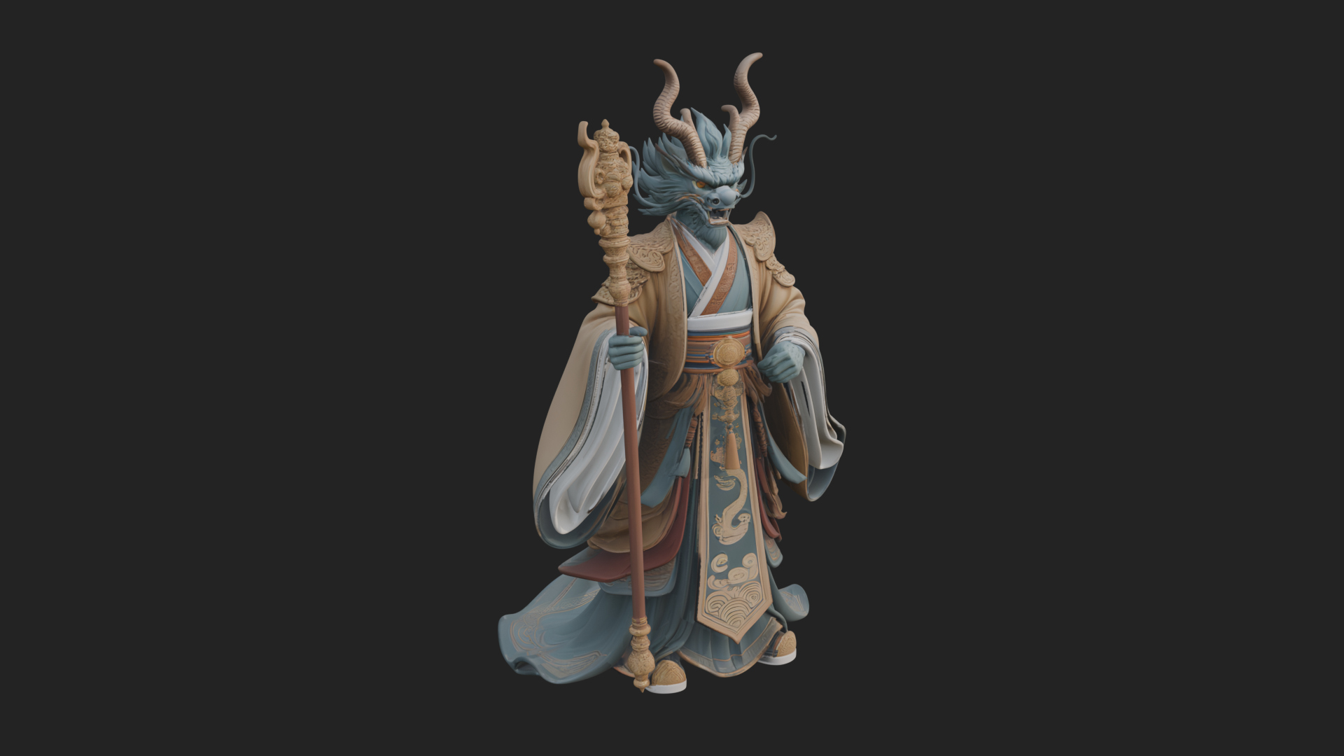 Crowned Jade Deity Statue Design 10 3D Print Model 3D Model