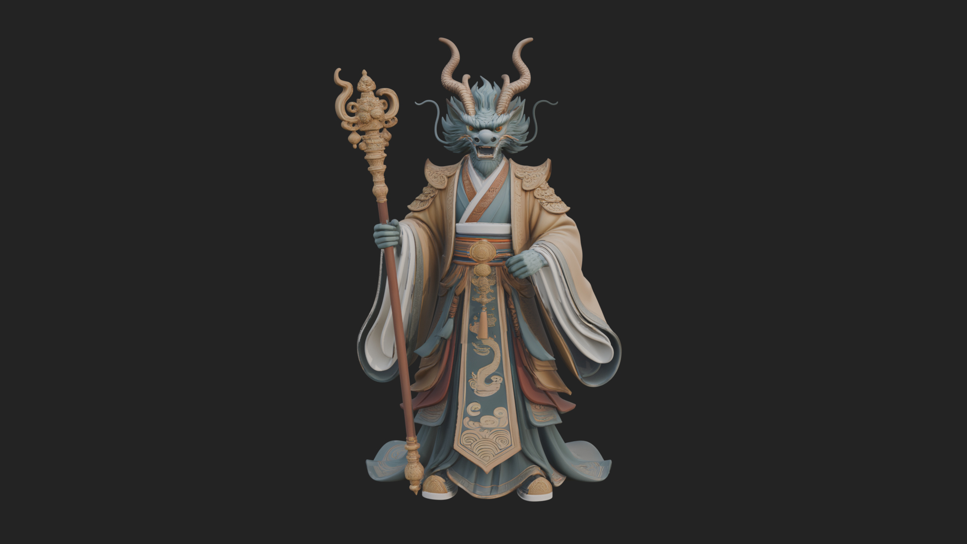 Crowned Jade Deity Statue Design 10 3D Print Model 3D Model