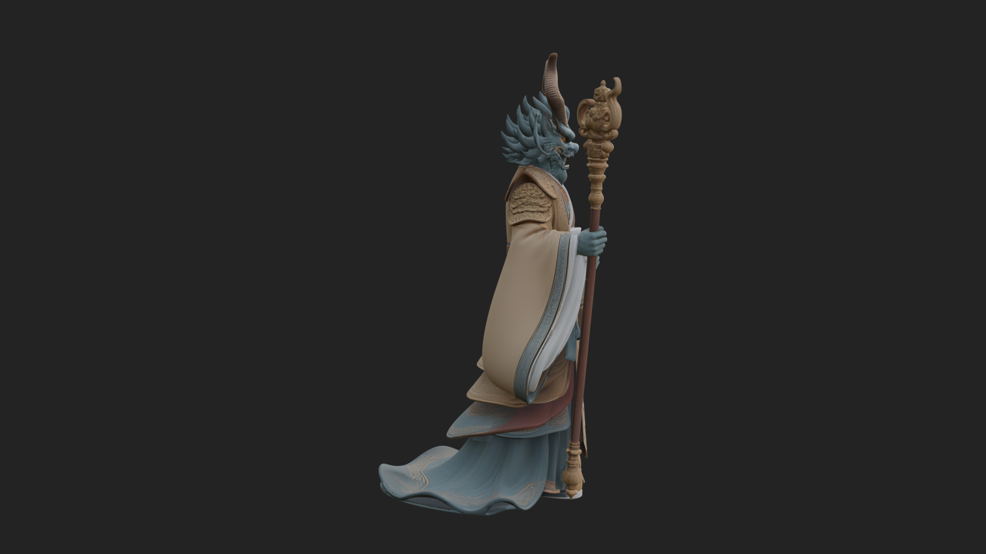 Crowned Jade Deity Statue Design 10 3D Print Model 3D Model