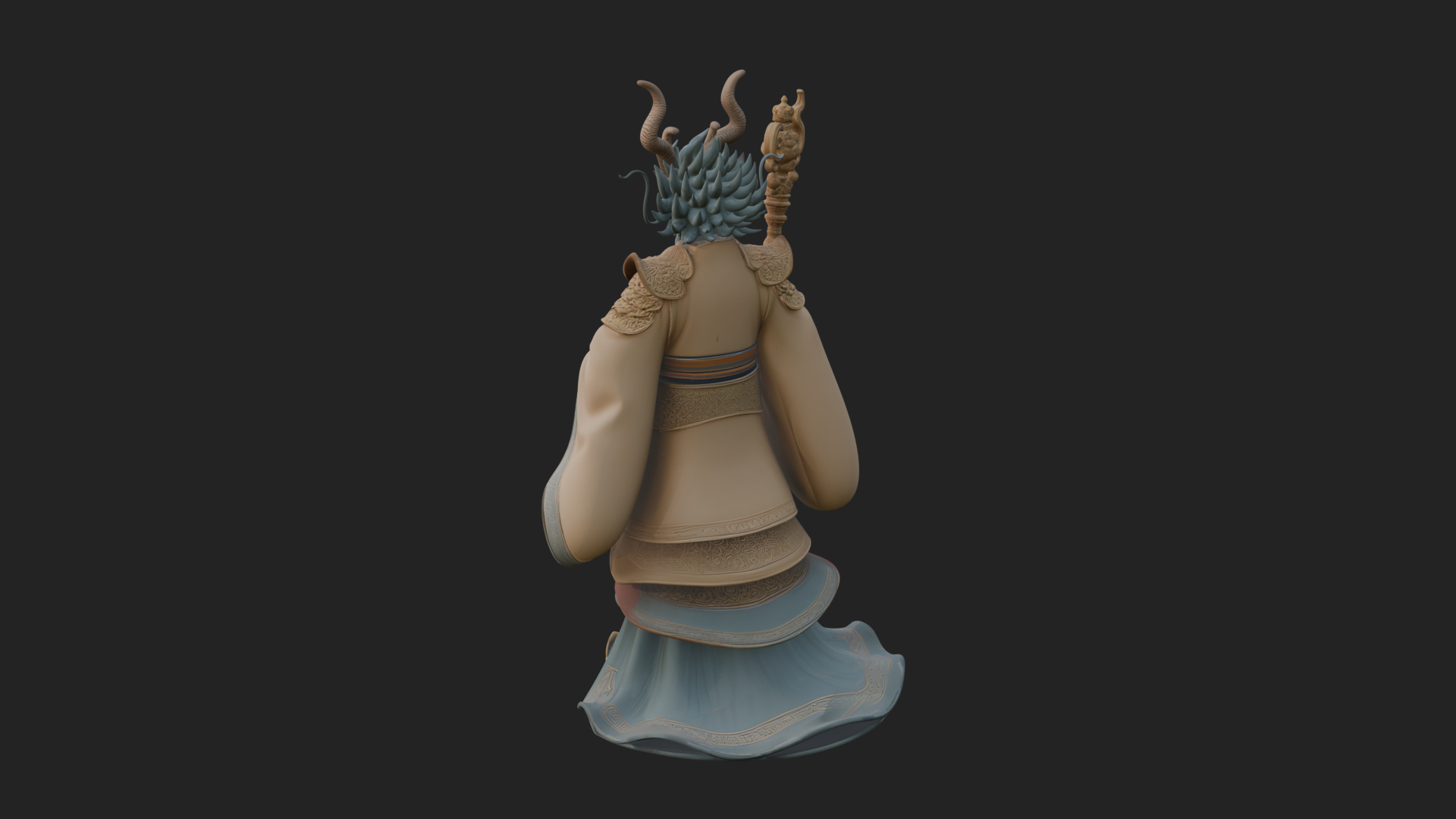 Crowned Jade Deity Statue Design 10 3D Print Model 3D Model