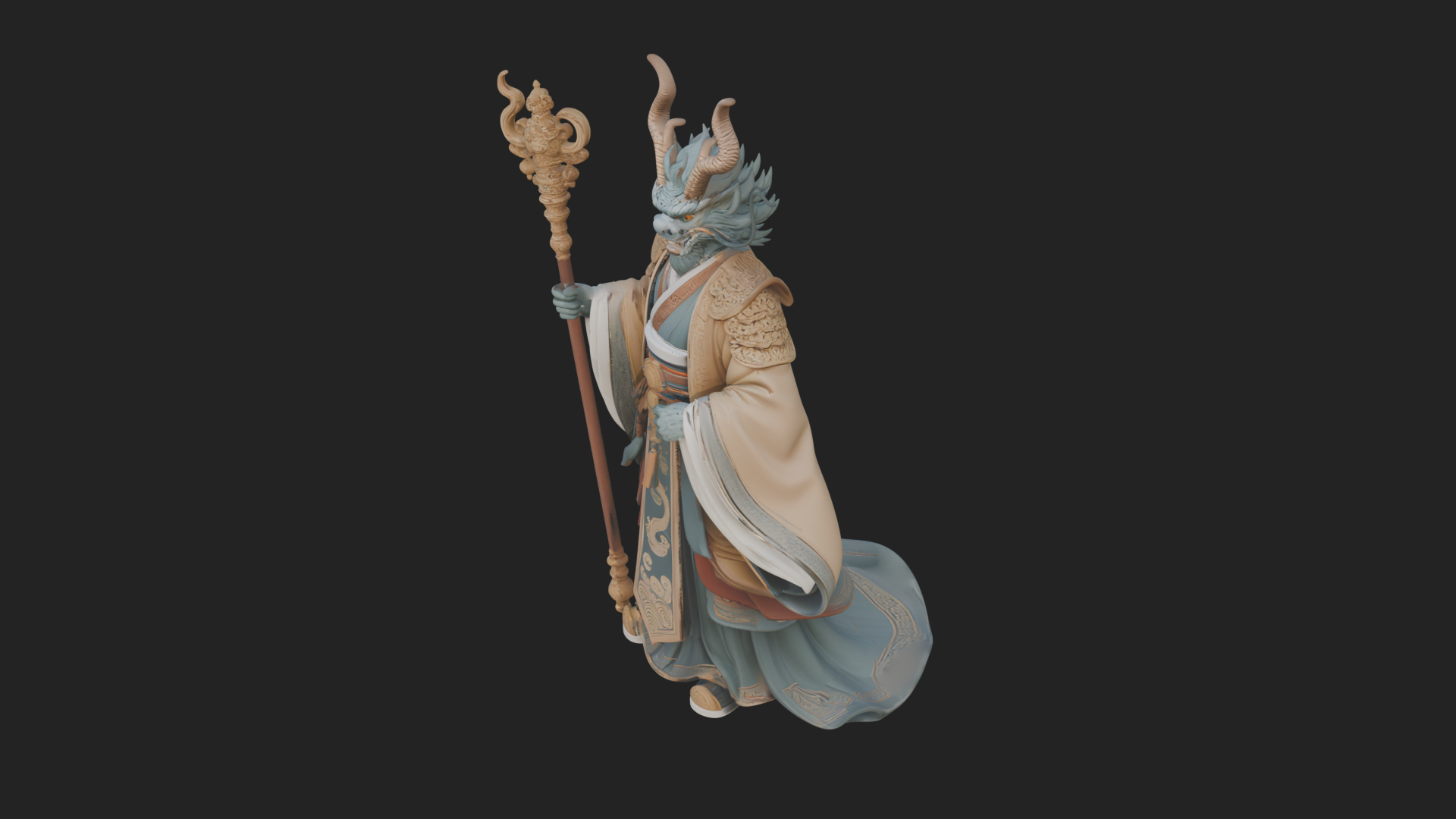 Crowned Jade Deity Statue Design 10 3D Print Model 3D Model