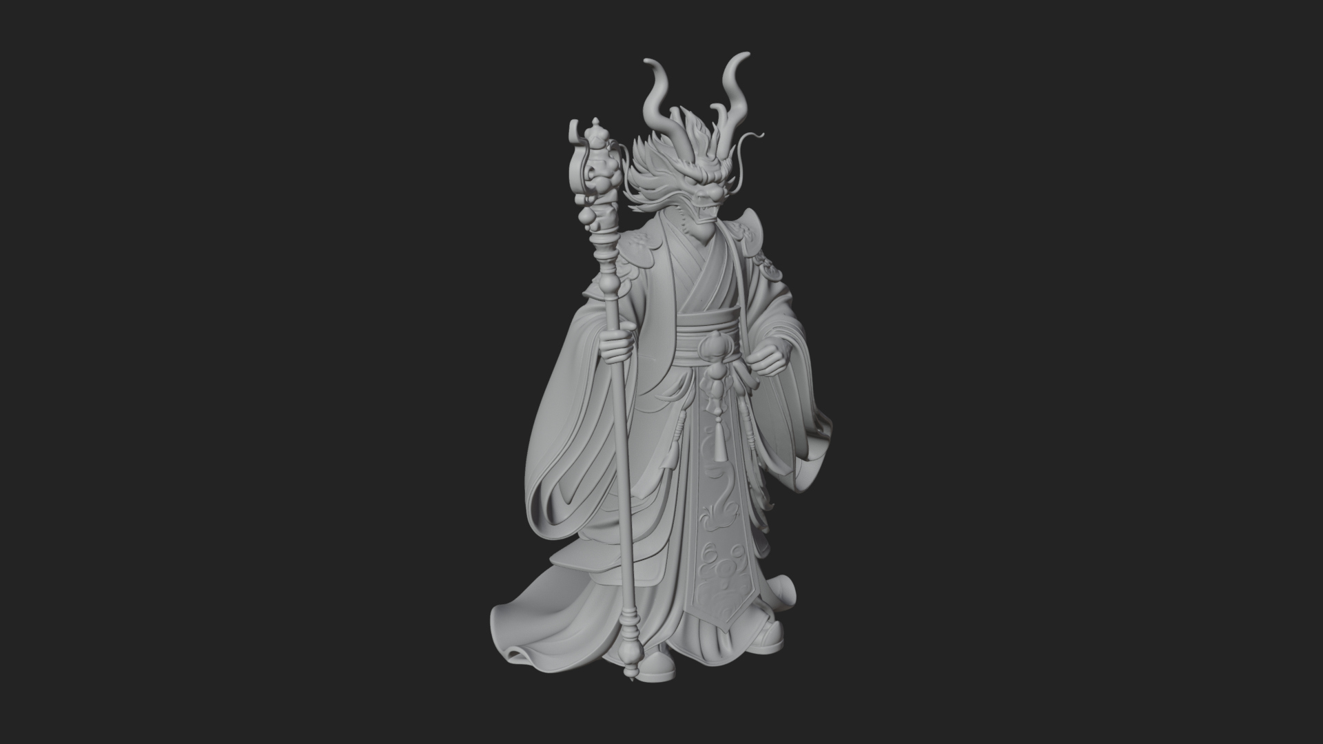 Crowned Jade Deity Statue Design 10 3D Print Model 3D Model