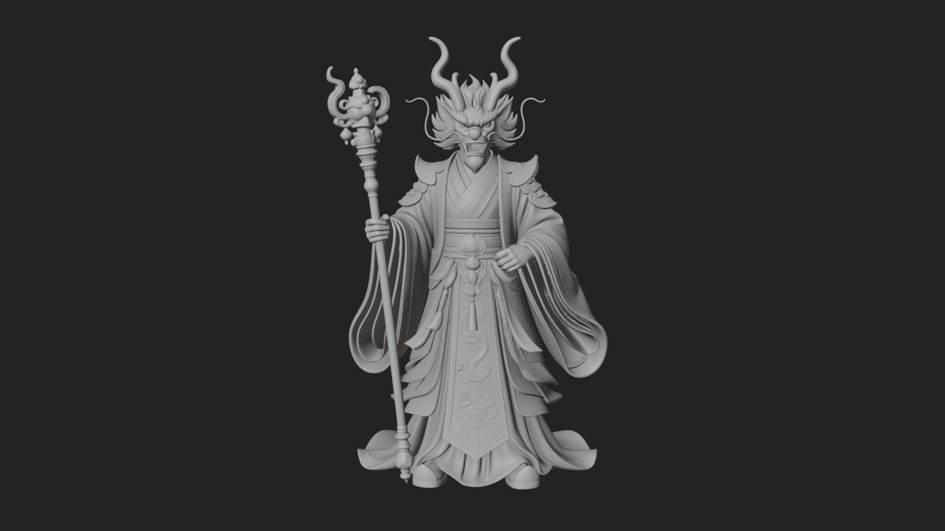Crowned Jade Deity Statue Design 10 3D Print Model 3D Model