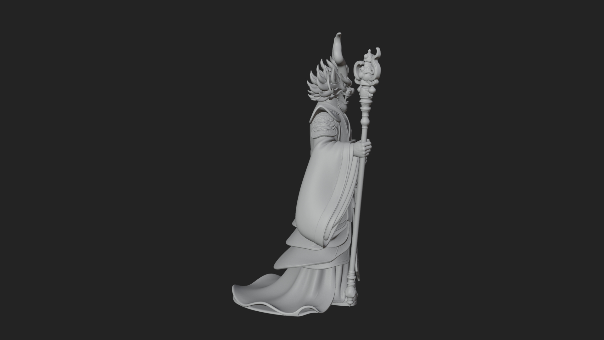 Crowned Jade Deity Statue Design 10 3D Print Model 3D Model