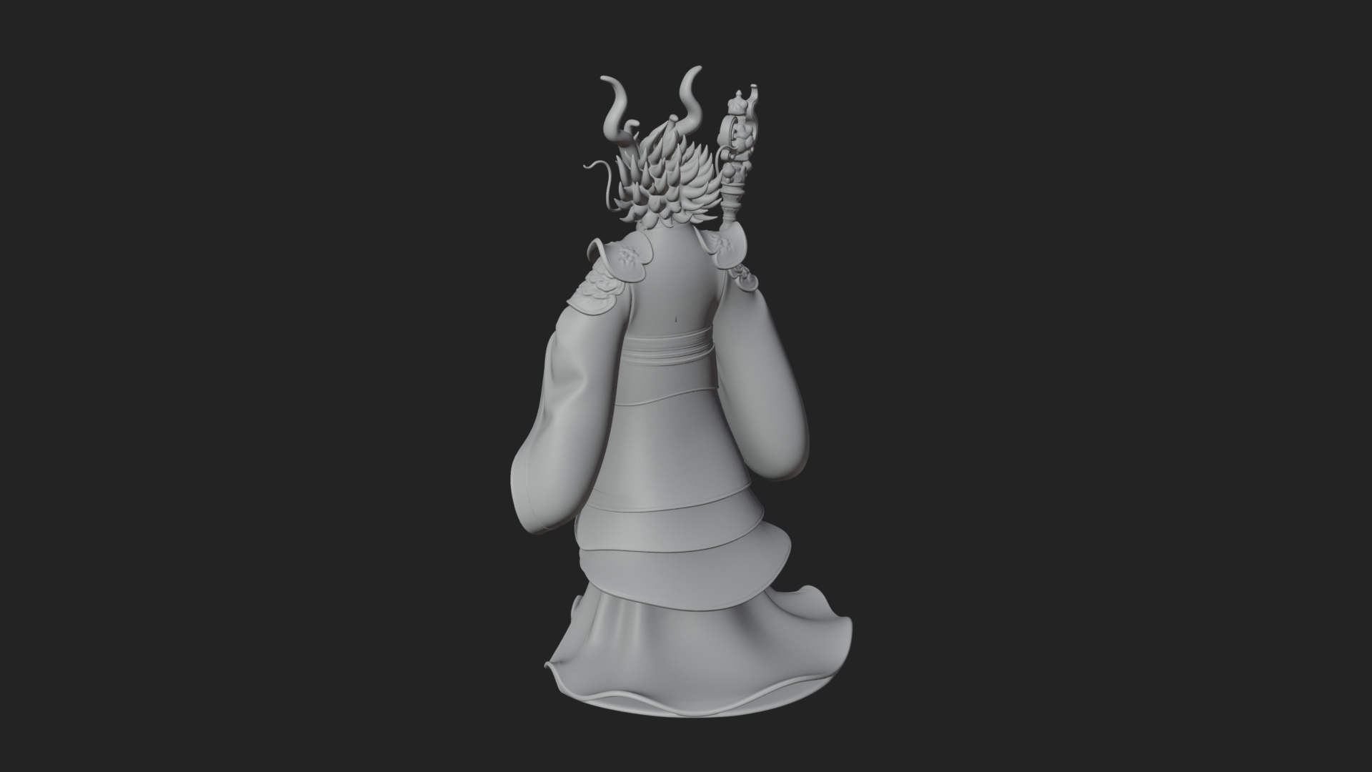 Crowned Jade Deity Statue Design 10 3D Print Model 3D Model