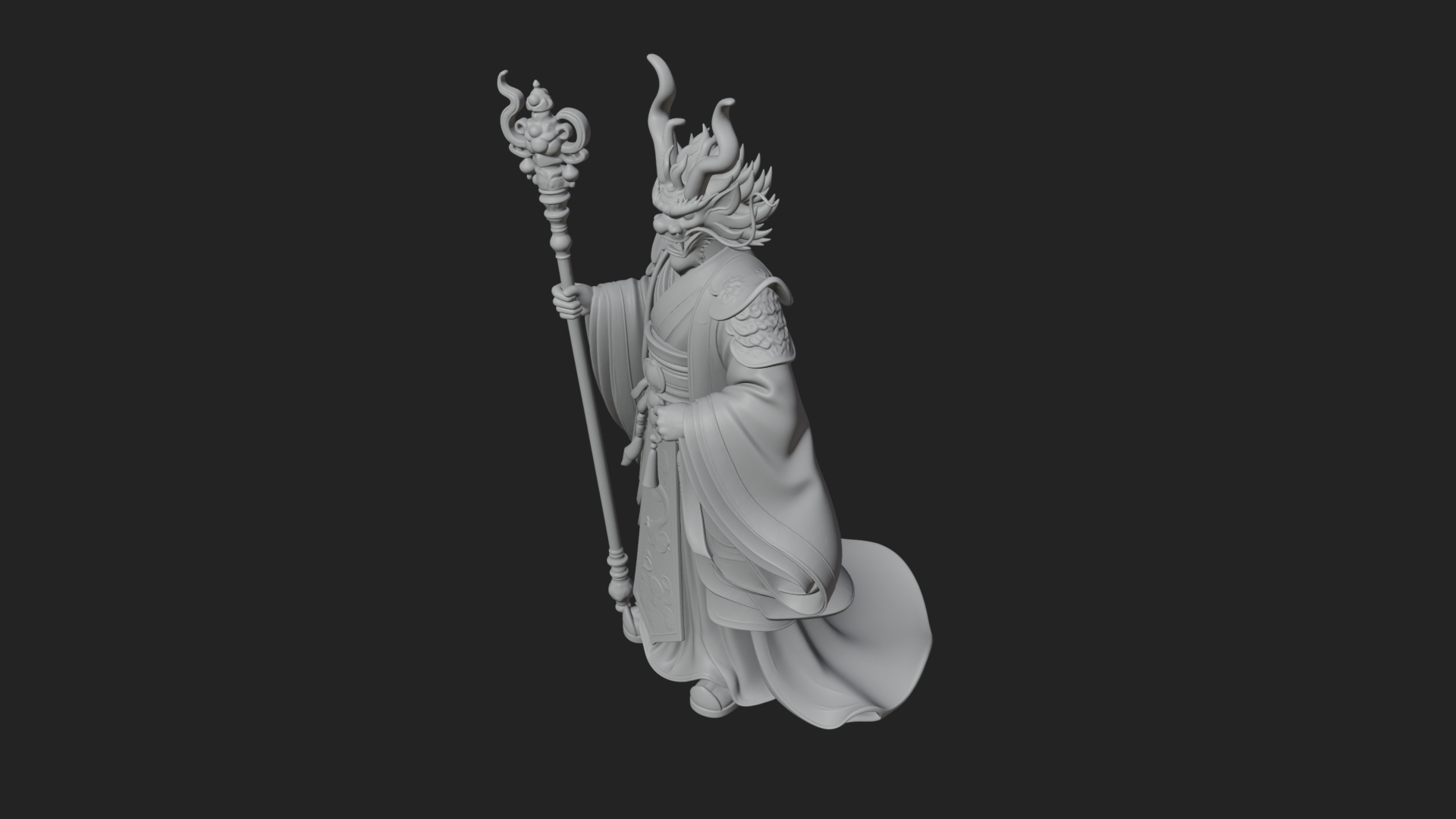 Crowned Jade Deity Statue Design 10 3D Print Model 3D Model