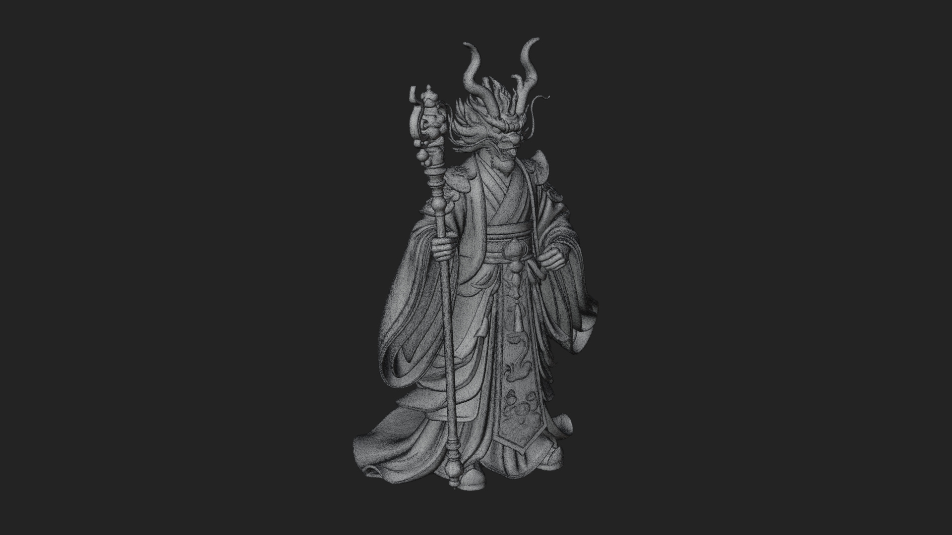 Crowned Jade Deity Statue Design 10 3D Print Model 3D Model