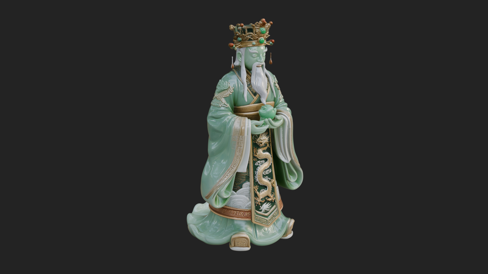 Crowned Jade Deity Statue Design 2 3D Print Model 3D Model