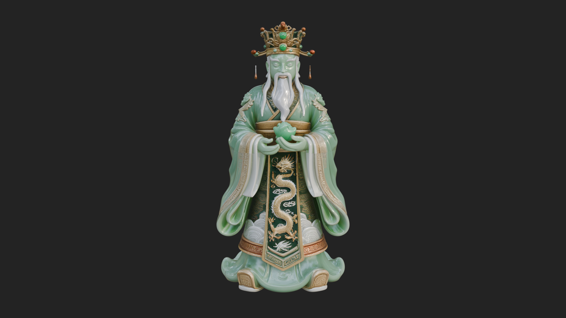Crowned Jade Deity Statue Design 2 3D Print Model 3D Model