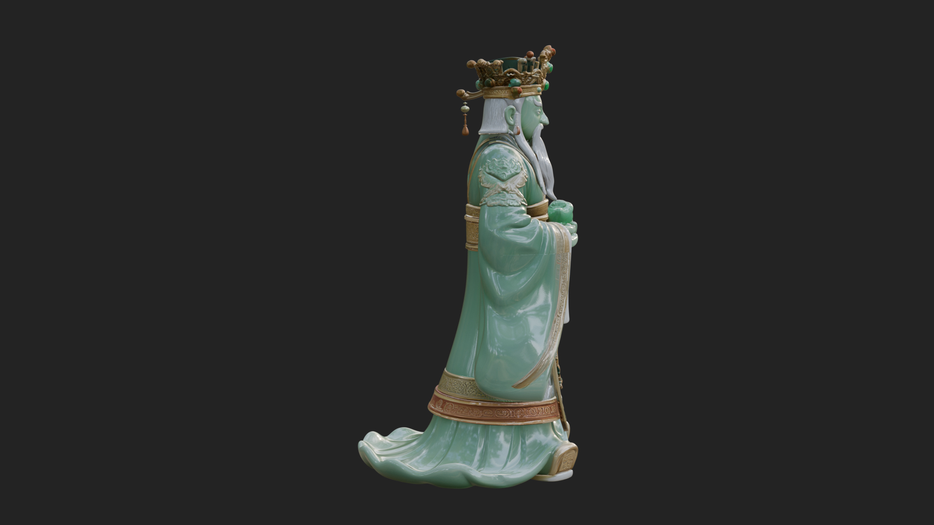 Crowned Jade Deity Statue Design 2 3D Print Model 3D Model