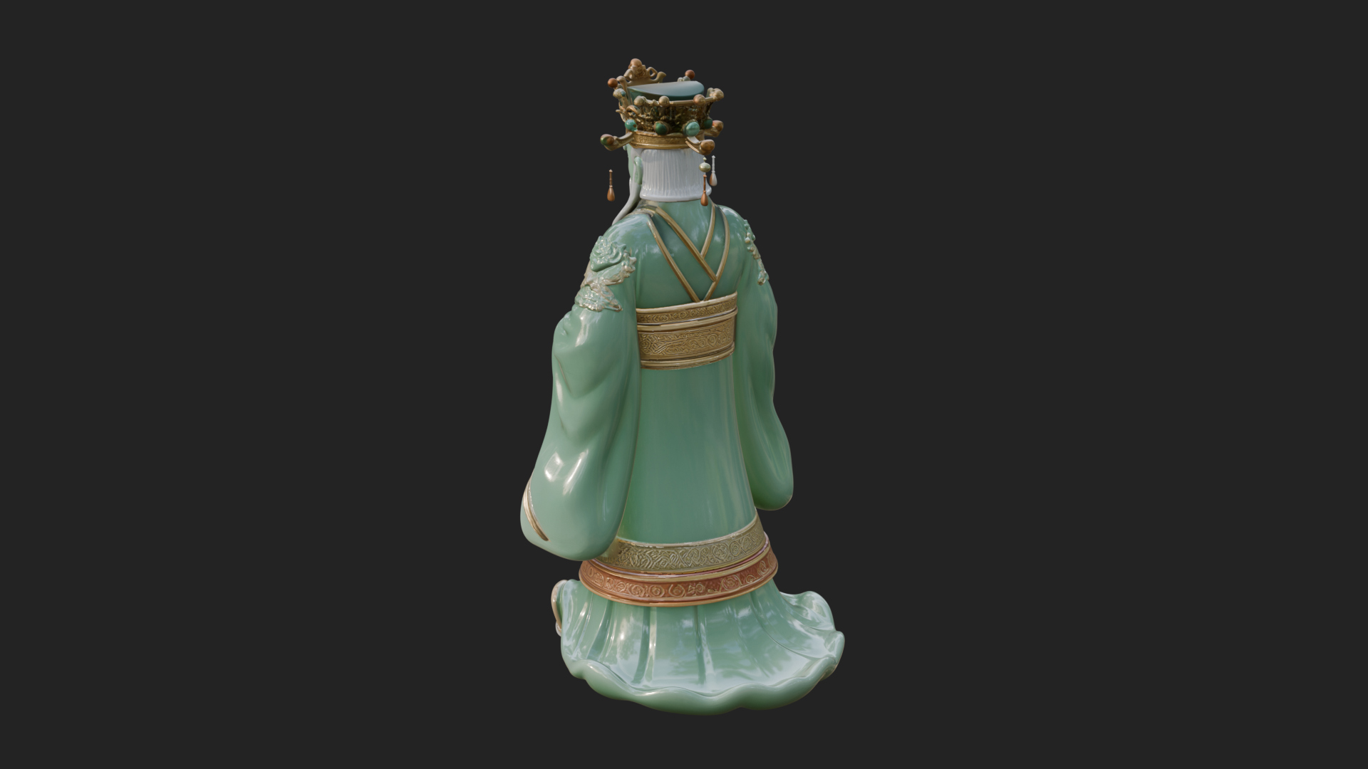 Crowned Jade Deity Statue Design 2 3D Print Model 3D Model