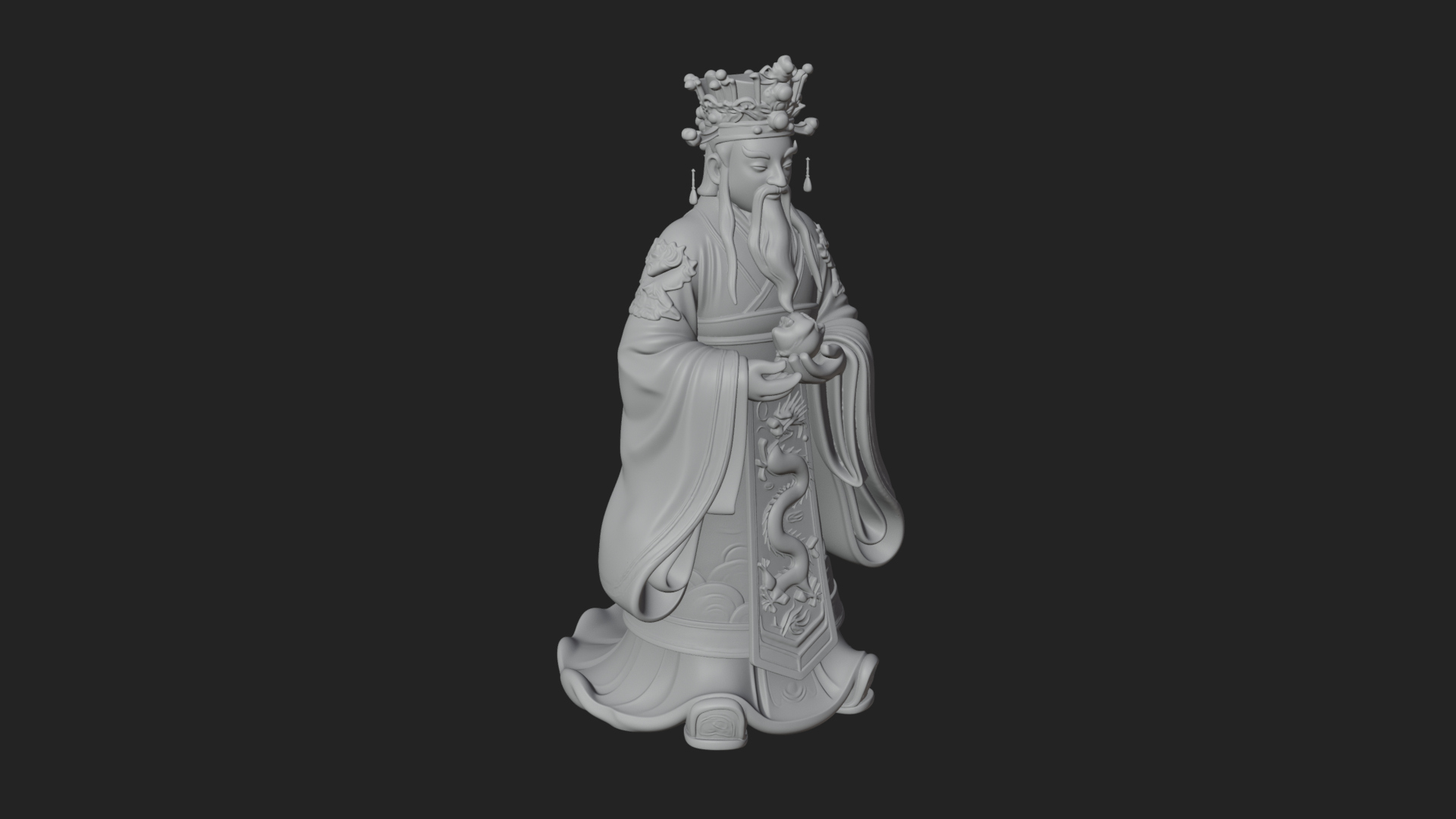 Crowned Jade Deity Statue Design 2 3D Print Model 3D Model