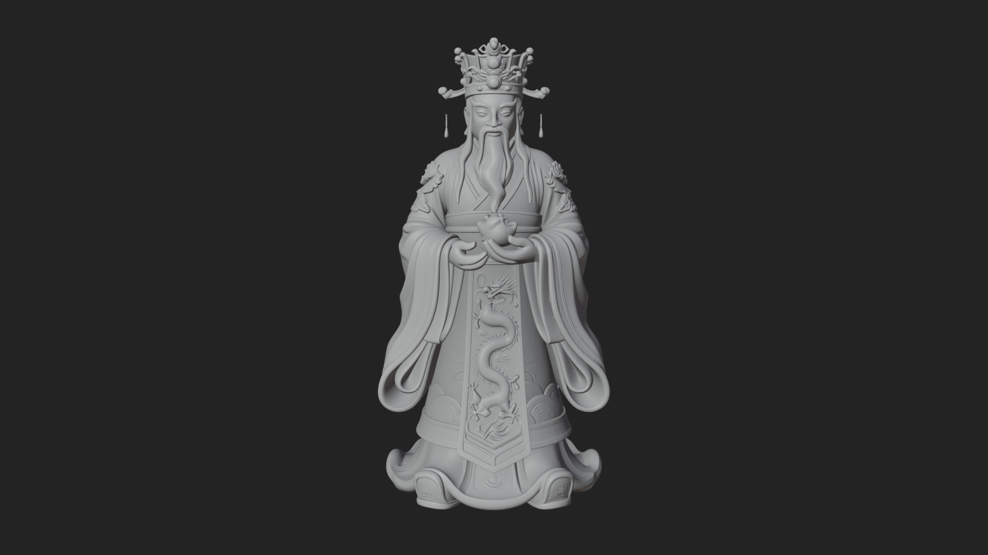 Crowned Jade Deity Statue Design 2 3D Print Model 3D Model