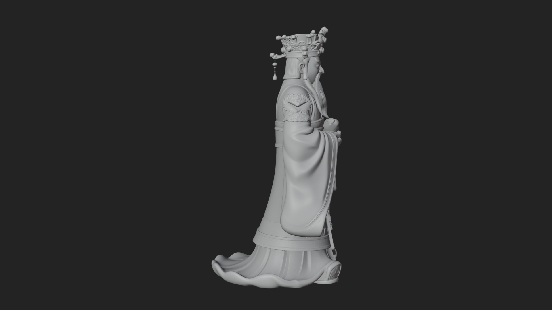 Crowned Jade Deity Statue Design 2 3D Print Model 3D Model
